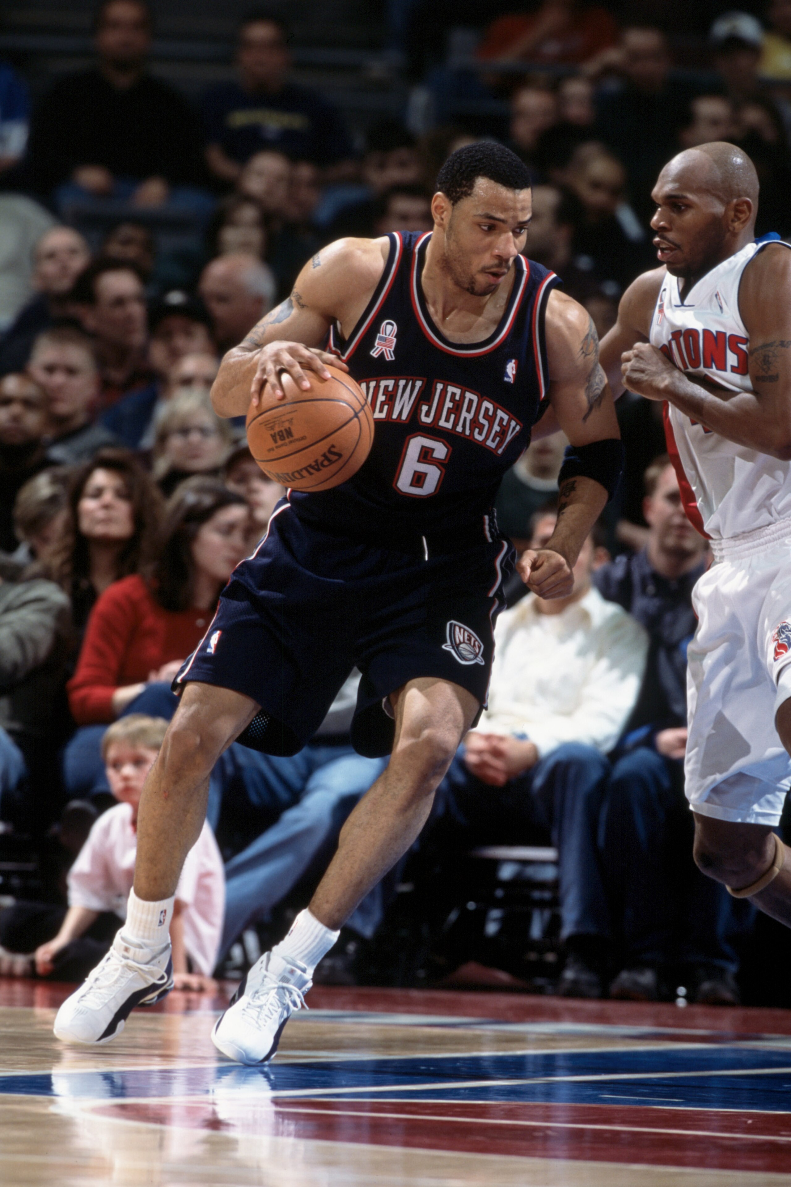 27 Dec 2001:  Forward Kenyon Martin #6 of the New Jersey Nets dribbles the ball during the NBA game against the Detroit Pistons at the Palce of Auburn Hills in Auburn Hills, Michigan.  The Nets defeated the Pistons 88-75.Mandatory Credit:  Tom Pidgeon/Get