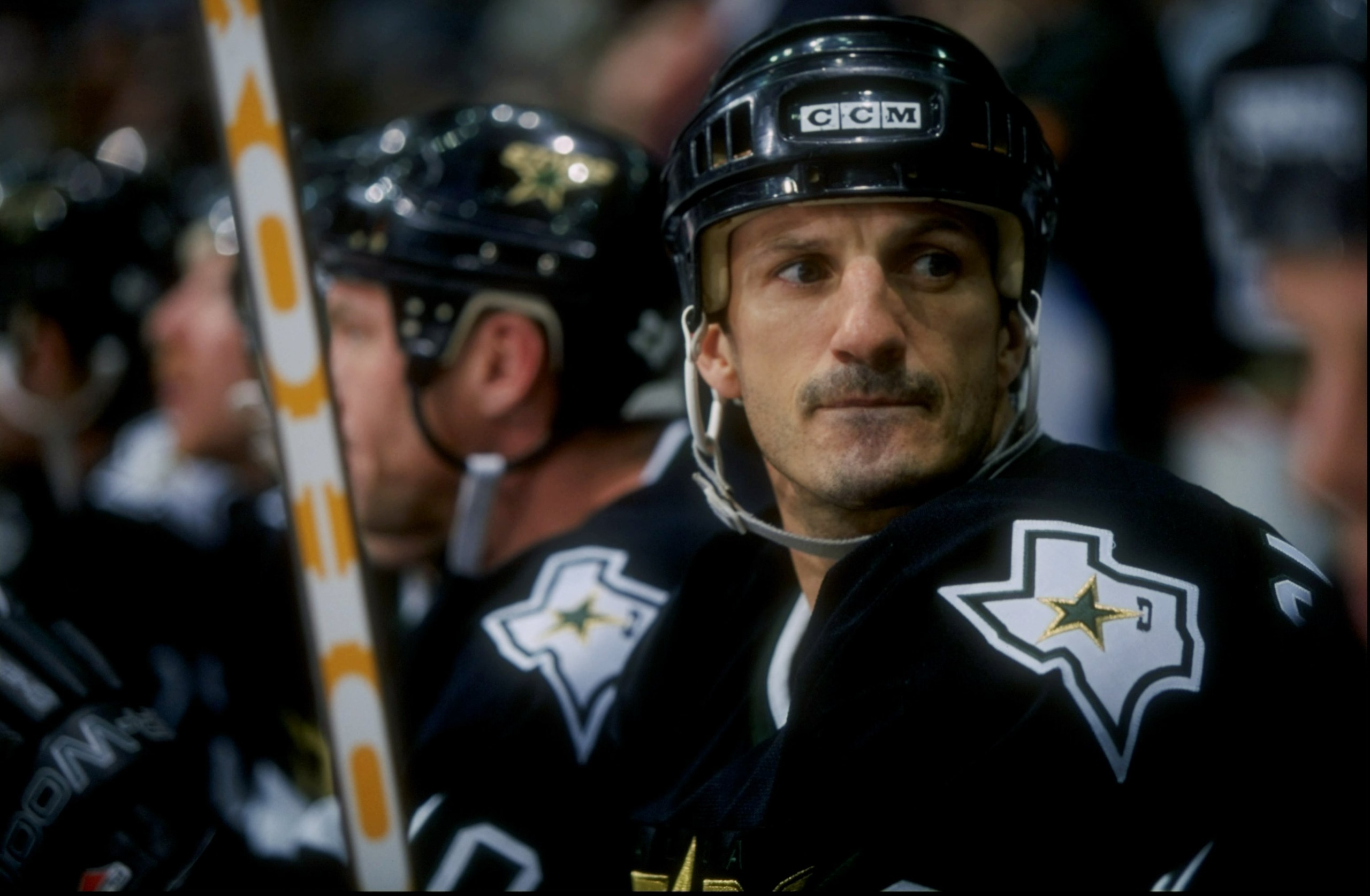 8 Dec 1998: Center Guy Carbonneau #21 of the Dallas Stars looks on during a game against the Calgary Flames at Canadian Airlines Saddledome in Calgary, Canada. The Stars defeated the Flames 3-2. Mandatory Credit: Ian Tomlinson /Allsport 8 Dec 1998: Center Guy Carbonneau #21 of the Dallas Stars looks on during a game against the Calgary Flames at Canadian Airlines Saddledome in Calgary, Canada. The Stars defeated the Flames 3-2. Mandatory Credit: Ian Tomlinson /Allsport