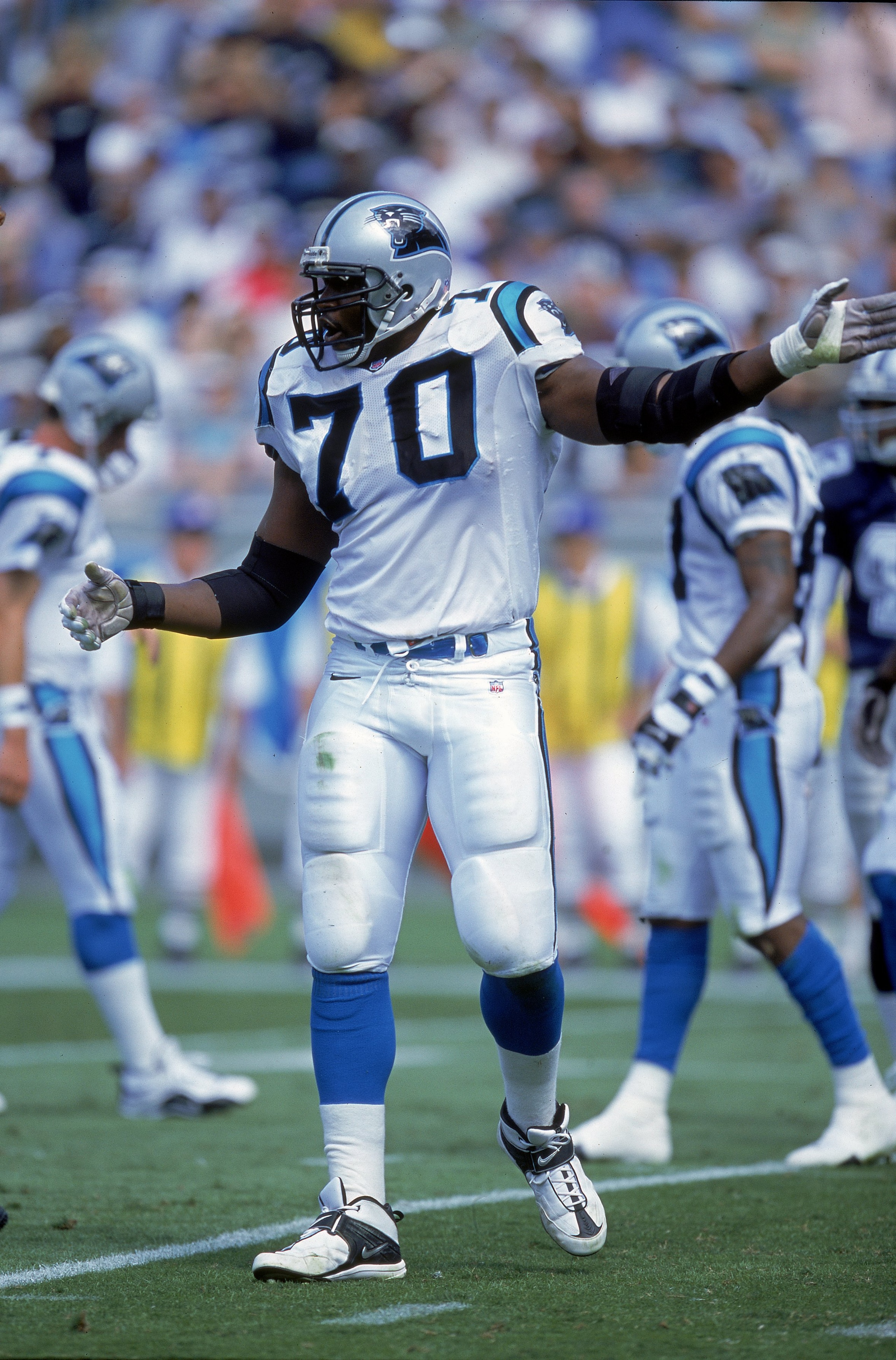 1 Oct 2000: Chris Terry #70 of the Carolina Panthers walks on the field during the game against the Dallas Cowboys at the Ericsson Stadium in Charlotte, North Carolina. The Cowboys defeated the Panthers 16-13.Mandatory Credit: Craig Jones /Allsport 1 Oct 2000: Chris Terry #70 of the Carolina Panthers walks on the field during the game against the Dallas Cowboys at the Ericsson Stadium in Charlotte, North Carolina. The Cowboys defeated the Panthers 16-13.Mandatory Credit: Craig Jones /Allsport