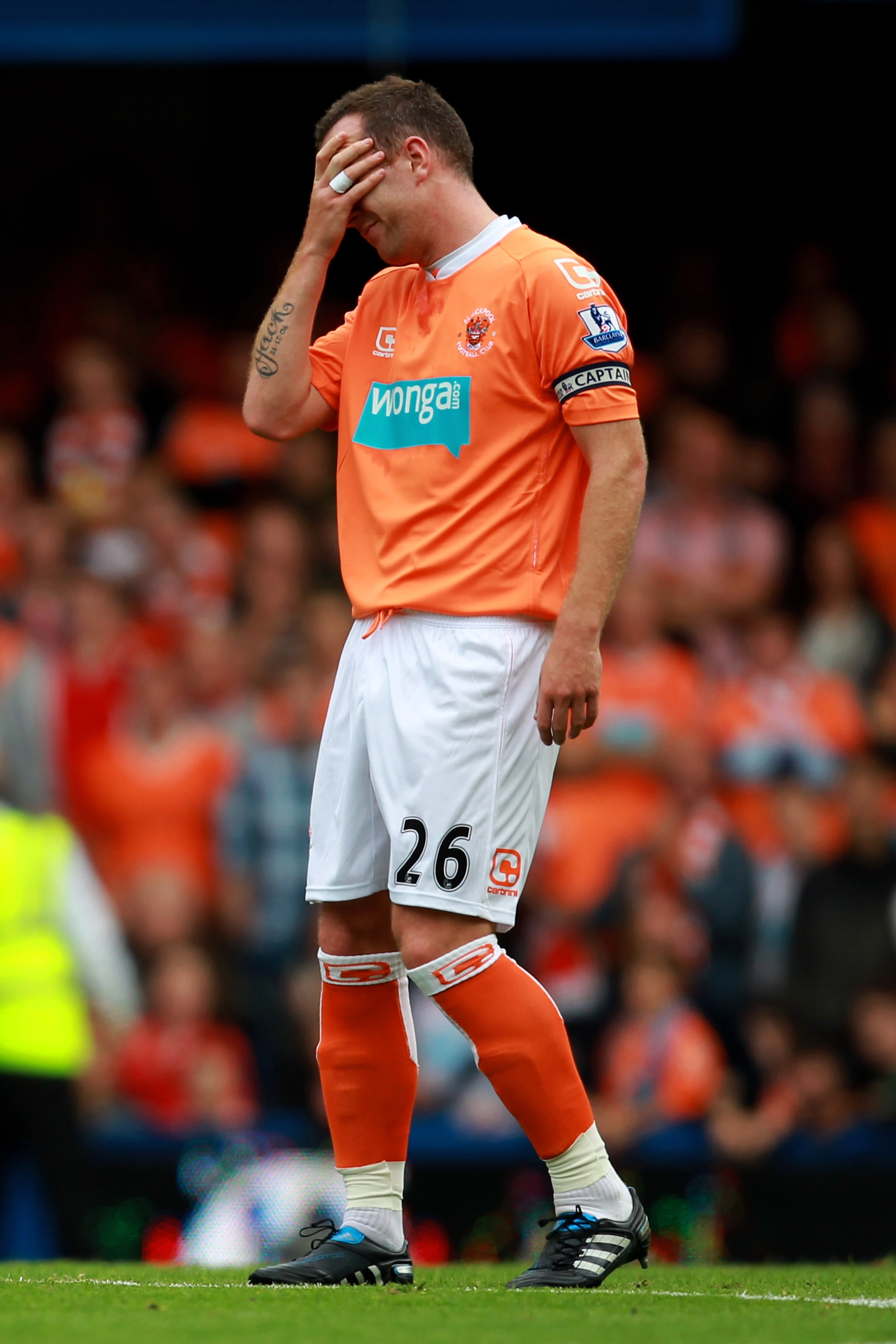LONDON, ENGLAND - SEPTEMBER 19:  A dejected Charlie Adam of Blackpool reacts after his team concede four first half goals during the Barclays Premier League match between Chelsea and Blackpool at Stamford Bridge on September 19, 2010 in London, England.