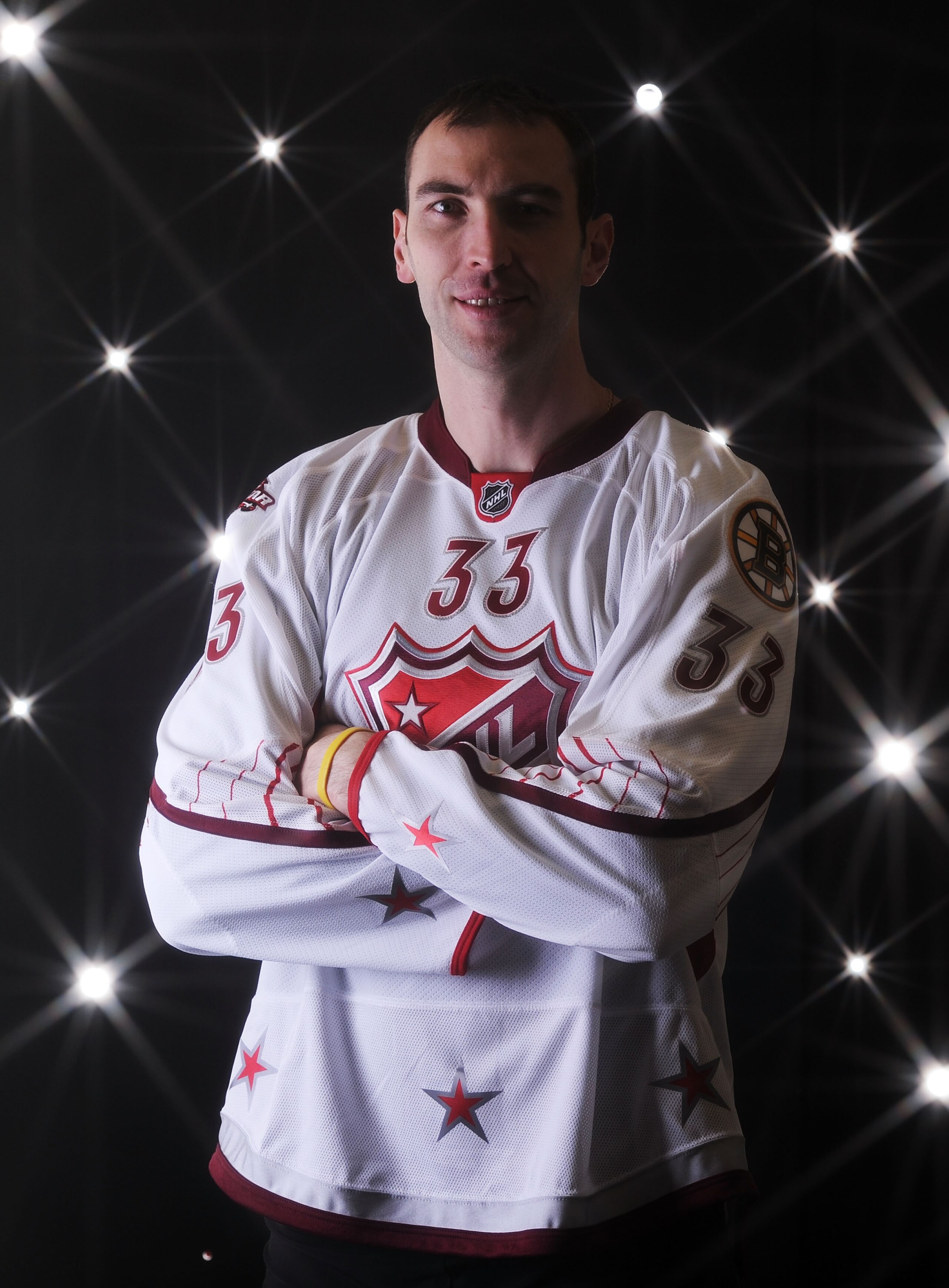 RALEIGH, NC - JANUARY 30:  (EDITORS NOTE: A special effects camera filter was used for this image.) Zdeno Chara #33 of the Boston Bruins for Team Staal poses for a portrait before the 58th NHL All-Star Game at RBC Center on January 30, 2011 in Raleigh, No