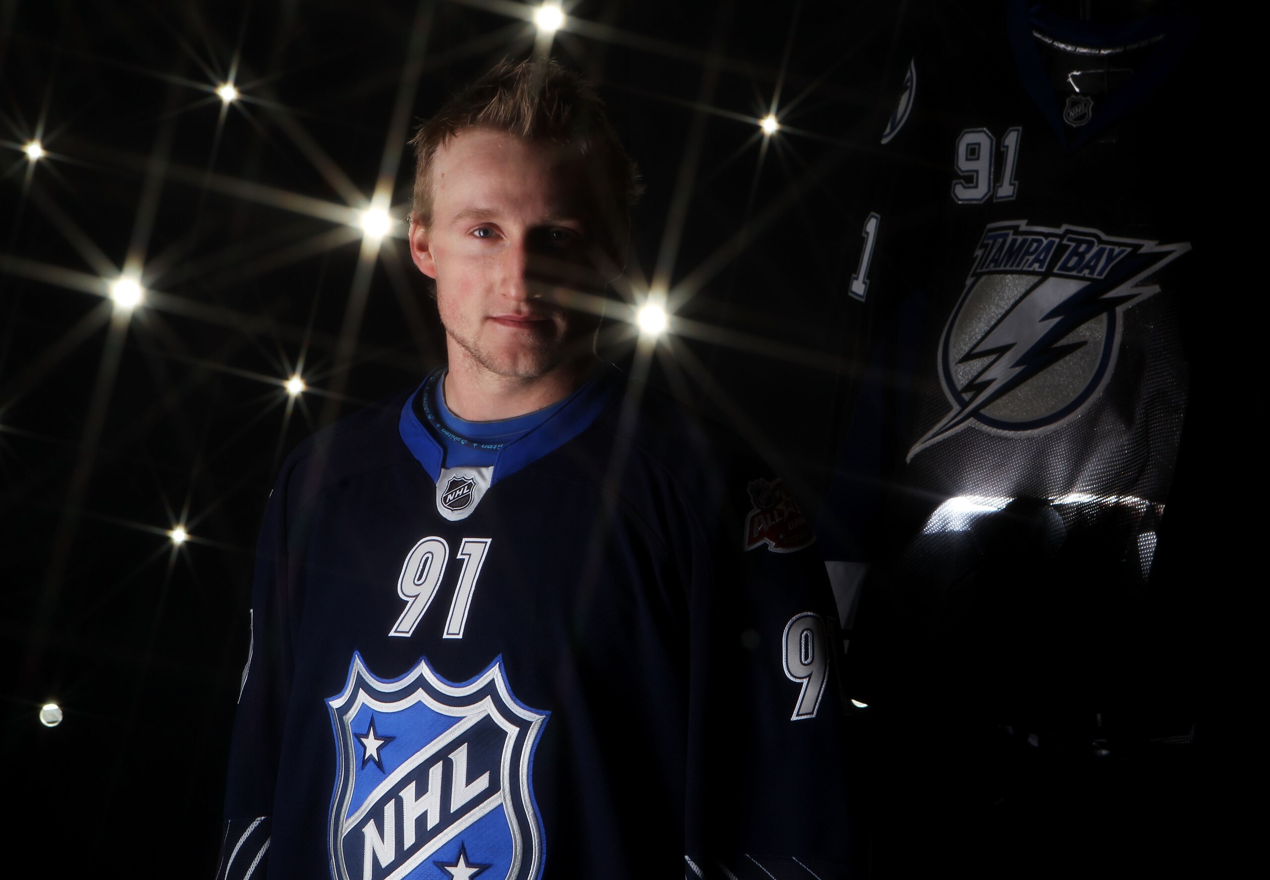 RALEIGH, NC - JANUARY 30:  (EDITORS NOTE: A special effects camera filter was used for this image.) Steven Stamkos #91 of the Tampa Bay Lightning for Team Lidstrom poses for a portrait before the 58th NHL All-Star Game at RBC Center on January 30, 2011 in