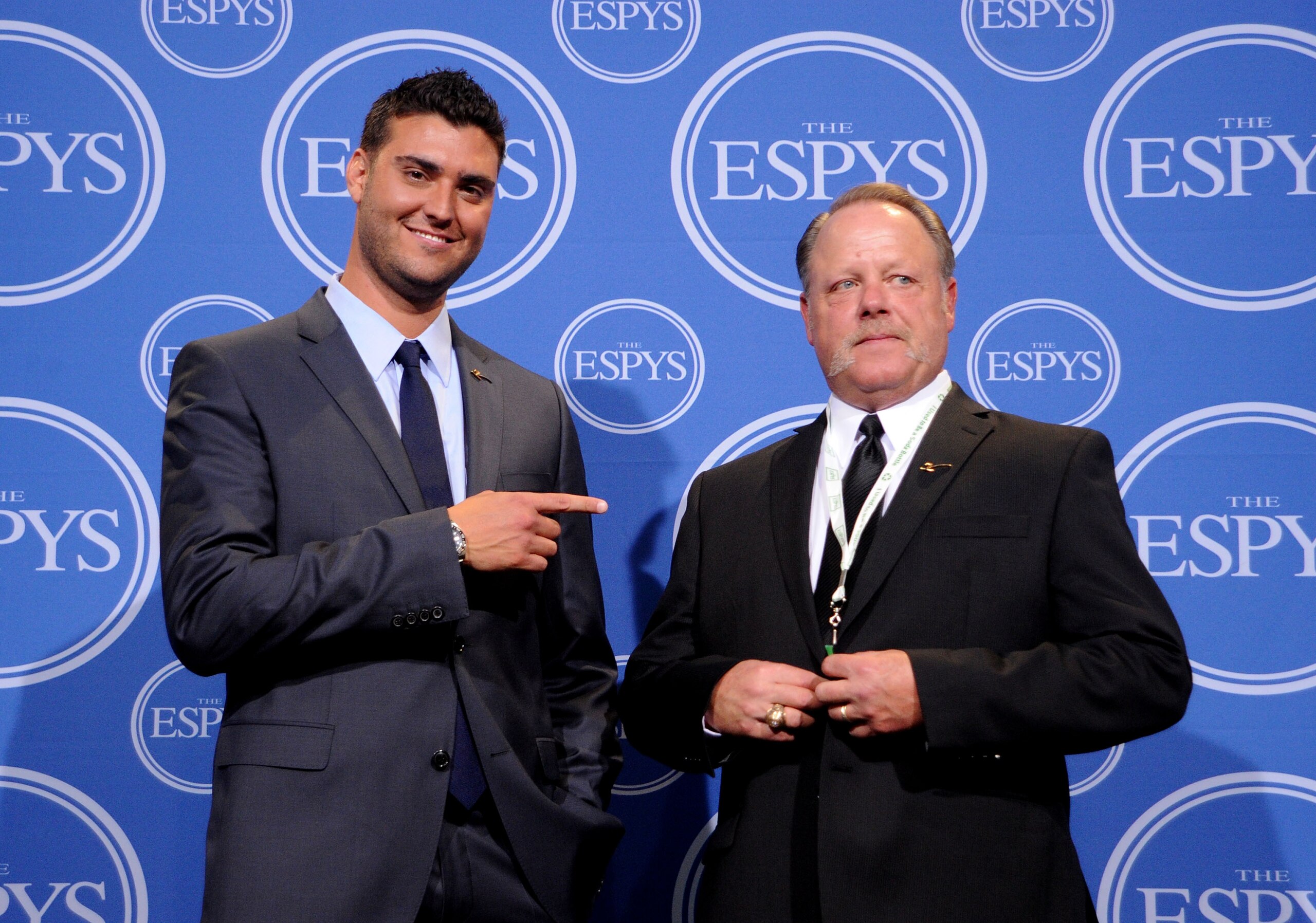 LOS ANGELES, CA - JULY 14: MLB umpire Jim Joyce and pitcher Armando Gallaraga shake hands backstage during the 2010 ESPY Awards at Nokia Theatre L.A. Live on July 14, 2010 in Los Angeles, California. (Photo by Jason Merritt/Getty Images) LOS ANGELES, CA - JULY 14: MLB umpire Jim Joyce and pitcher Armando Gallaraga shake hands backstage during the 2010 ESPY Awards at Nokia Theatre L.A. Live on July 14, 2010 in Los Angeles, California. (Photo by Jason Merritt/Getty Images)