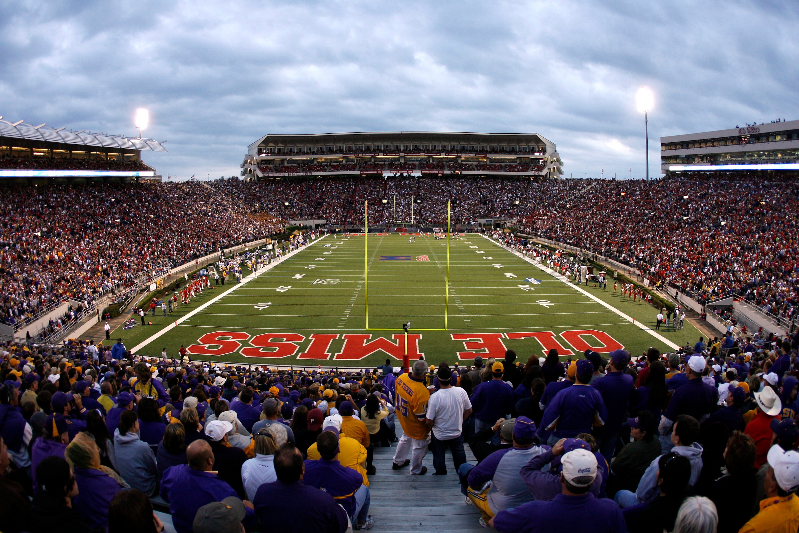 OXFORD, MS - NOVEMBER 17:  Fans watch the game between the LSU Tigers and the Mississippi Rebels at Vaught-Hemingway Stadium at Hollingsworth Field November 17, 2007 in Oxford, Mississippi. LSU beat Mississippi 41-24.  (Photo by Joe Murphy/Getty Images)