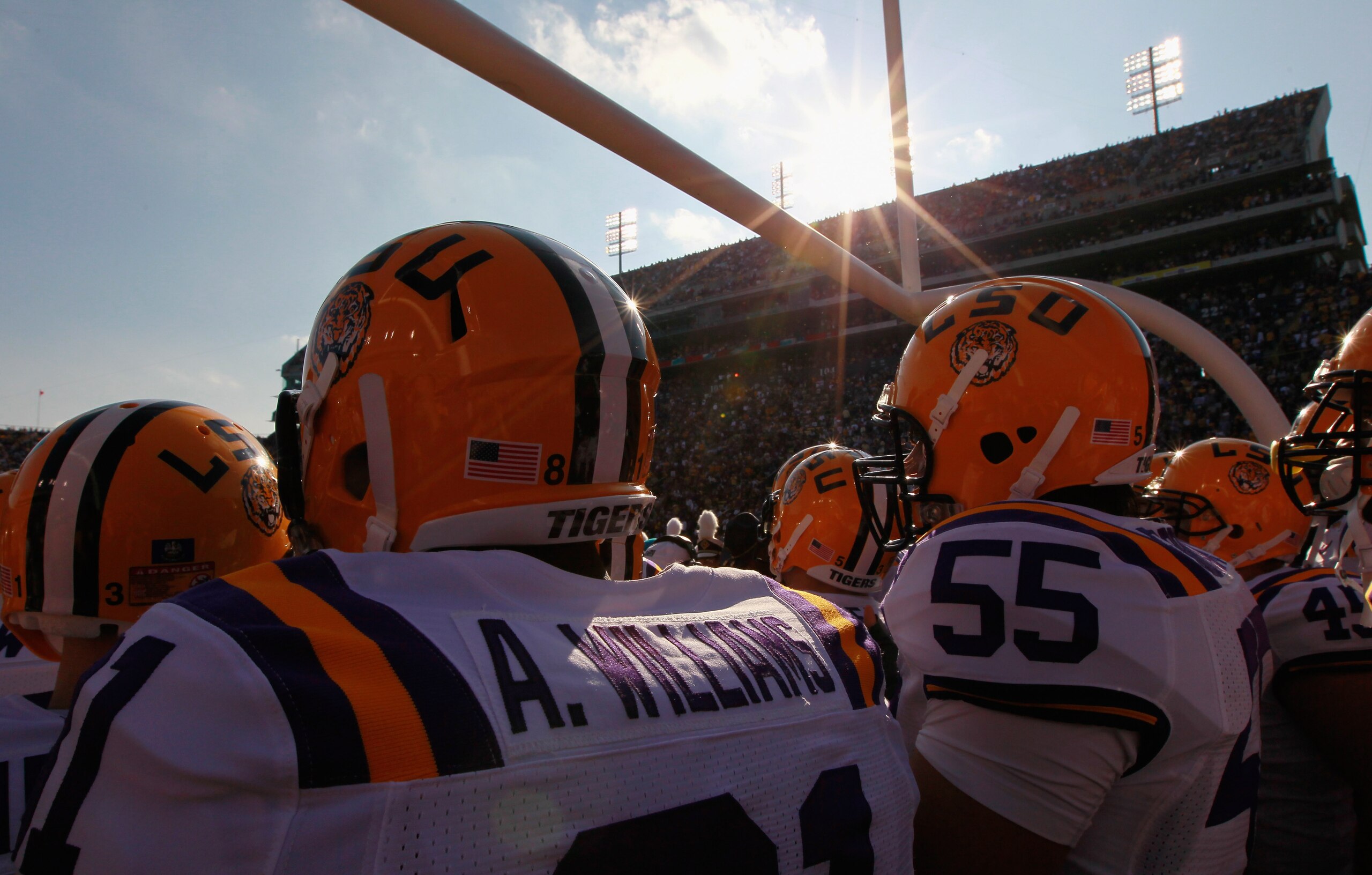 BATON ROUGE, LA - NOVEMBER 20:  The Louisiana State University Tigers enter the stadium to face the Ole Miss Rebels at Tiger Stadium on November 20, 2010 in Baton Rouge, Louisiana.  (Photo by Kevin C. Cox/Getty Images)