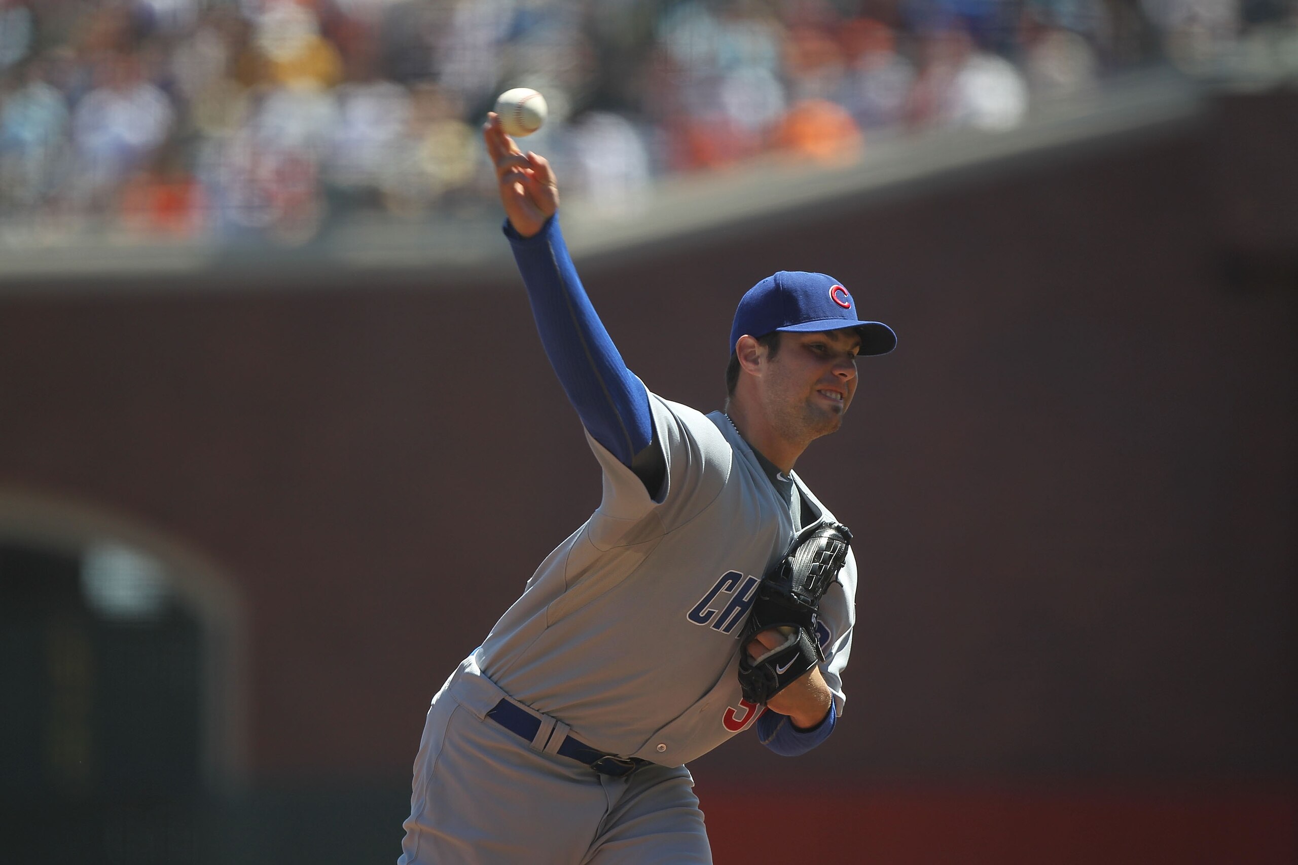 SAN FRANCISCO - AUGUST 12:  Randy Wells #36 of the Chicago Cubs pitches against the San Francisco Giants during an MLB game at AT&T Park on August 12, 2010 in San Francisco, California.  (Photo by Jed Jacobsohn/Getty Images)