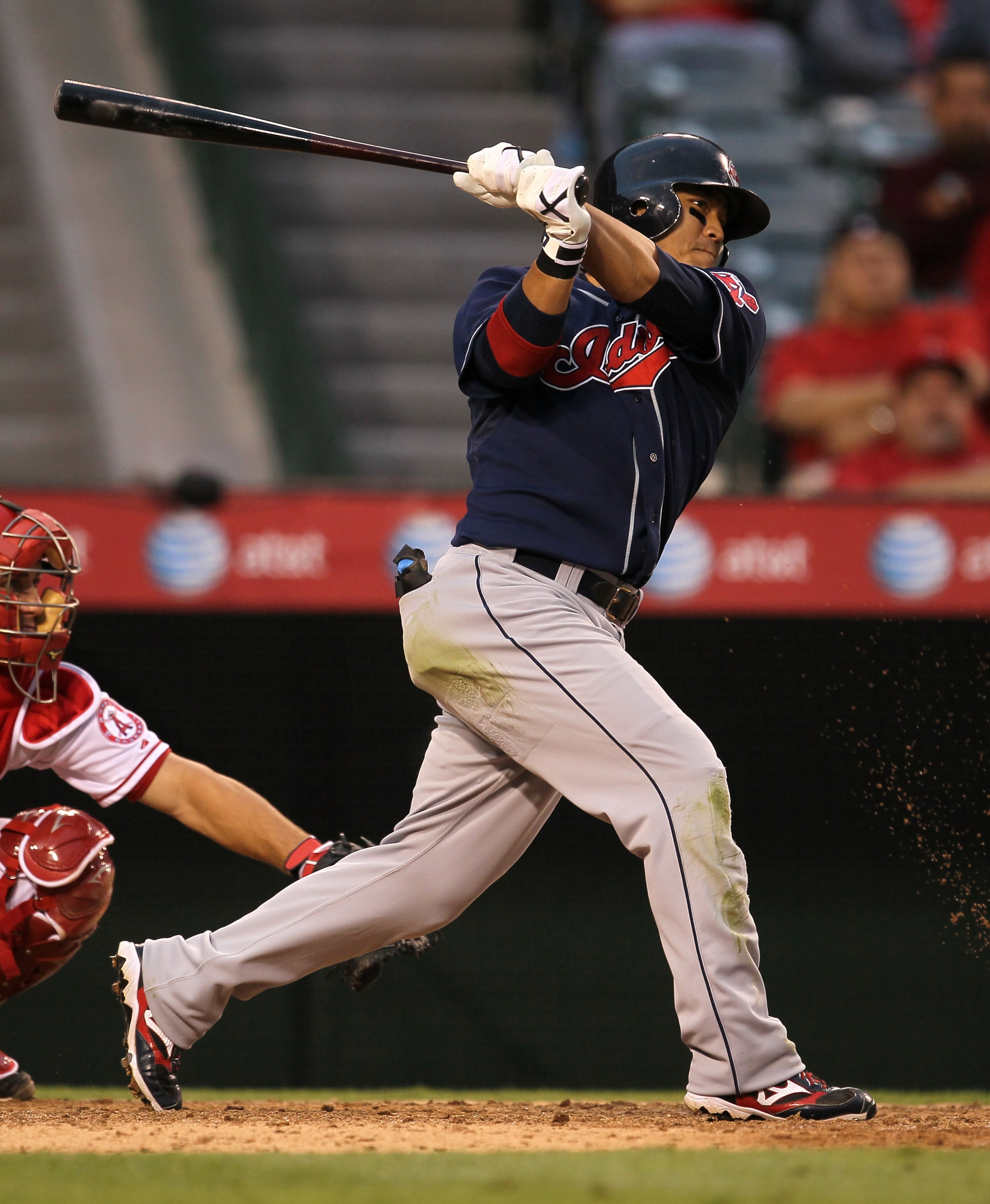 ANAHEIM, CA - SEPTEMBER 08:  Shin-Soo Choo #17 of the Cleveland Indian bats against the Los Angeles Angels of Anaheim on September 8, 2010 at Angel Stadium in Anaheim, California.   The Angels won 4-3 in 16 innings.  (Photo by Stephen Dunn/Getty Images)