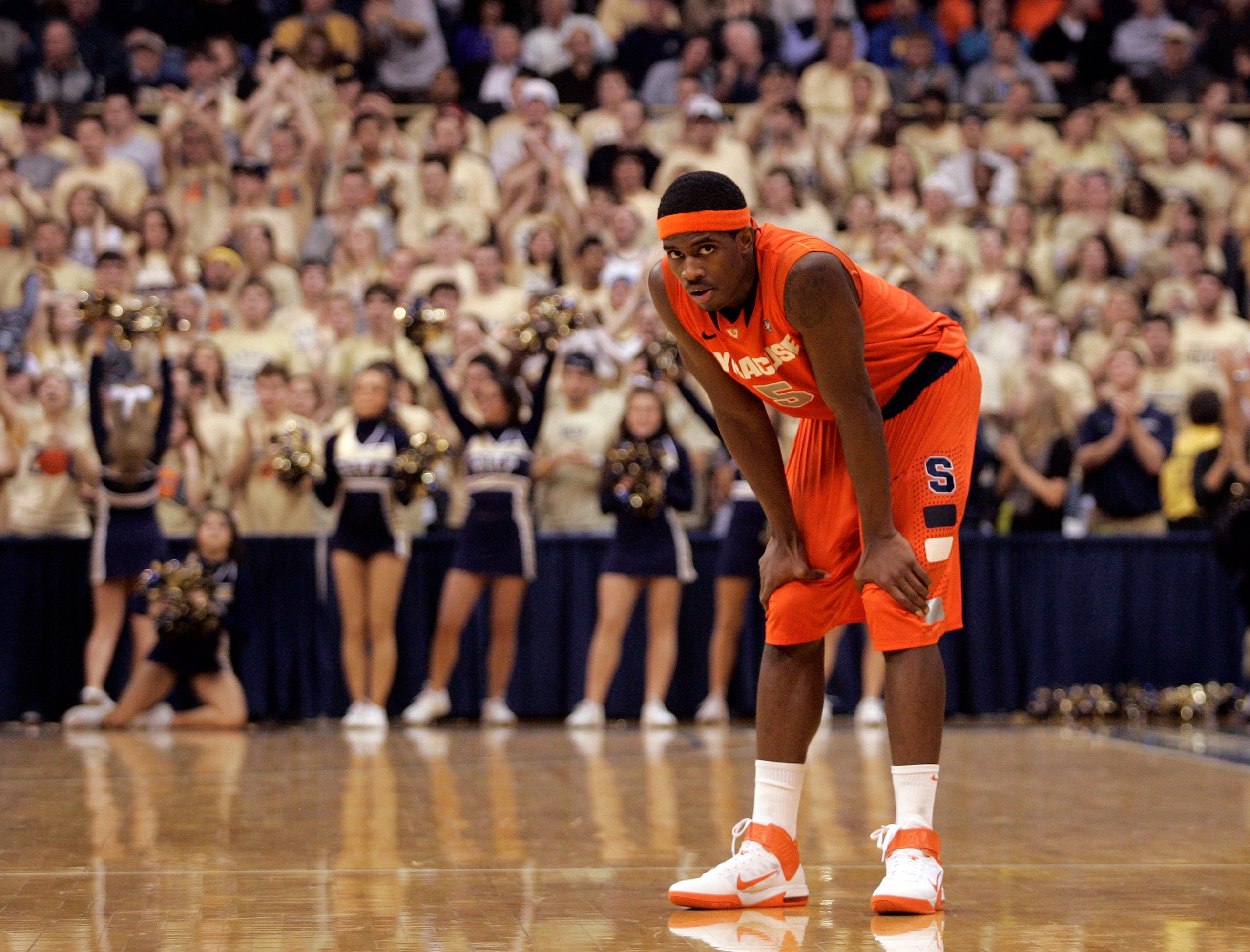 PITTSBURGH, PA - JANUARY 17:  C.J. Fair #5 of the Syracuse Orange looks on in the last seconds of the game against the Pittsburgh Panthers at Petersen Events Center on January 17, 2011 in Pittsburgh, Pennsylvania.  The Panthers defeated the Orange 74-66.