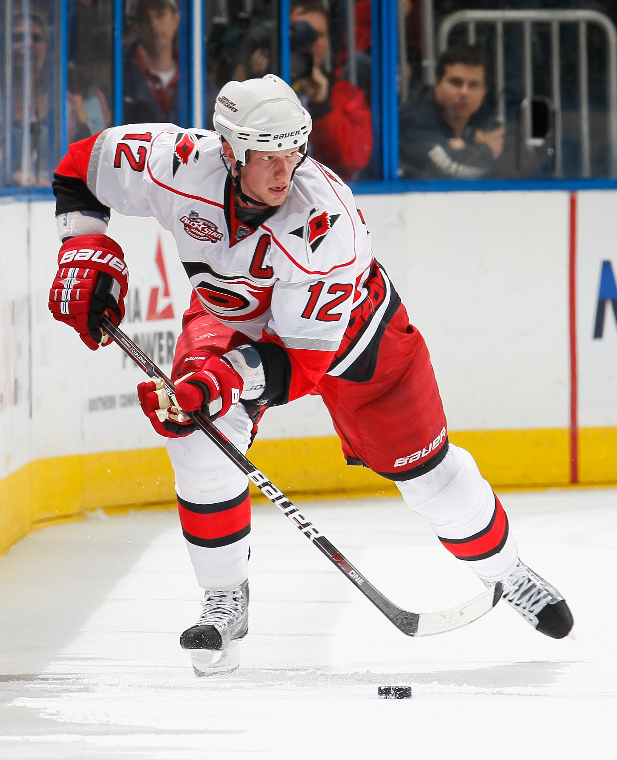 ATLANTA, GA - DECEMBER 16: Eric Staal #12 of the Carolina Hurricanes against the Atlanta Thrashers at Philips Arena on December 16, 2010 in Atlanta, Georgia. (Photo by Kevin C. Cox/Getty Images)