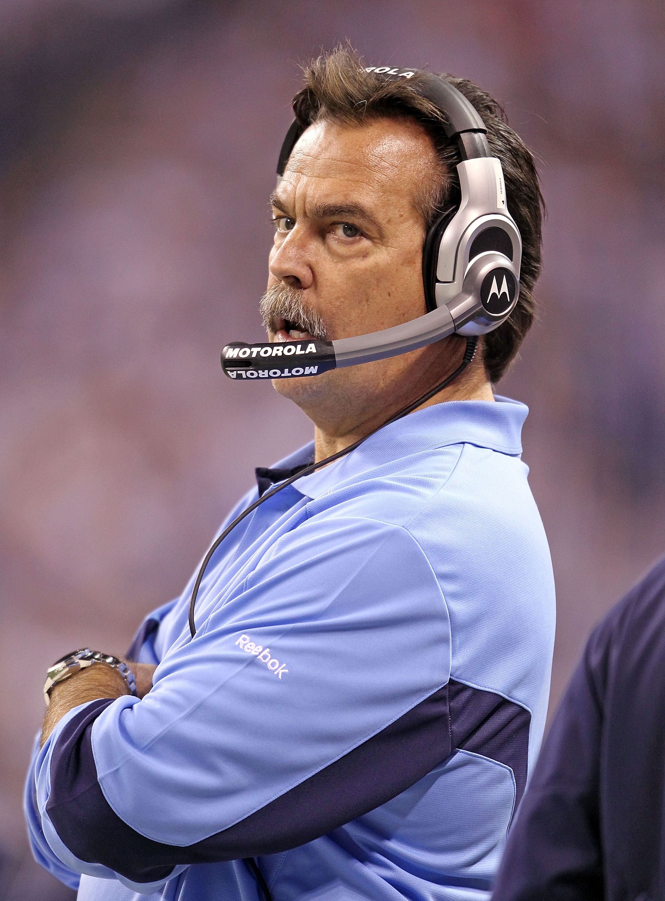 INDIANAPOLIS - JANUARY 02: Jeff Fisher the Head Coach of the Tennessee Titans watches play during NFL game against the Indianapolis Colts at Lucas Oil Stadium on January 2, 2011 in Indianapolis, Indiana. (Photo by Andy Lyons/Getty Images)