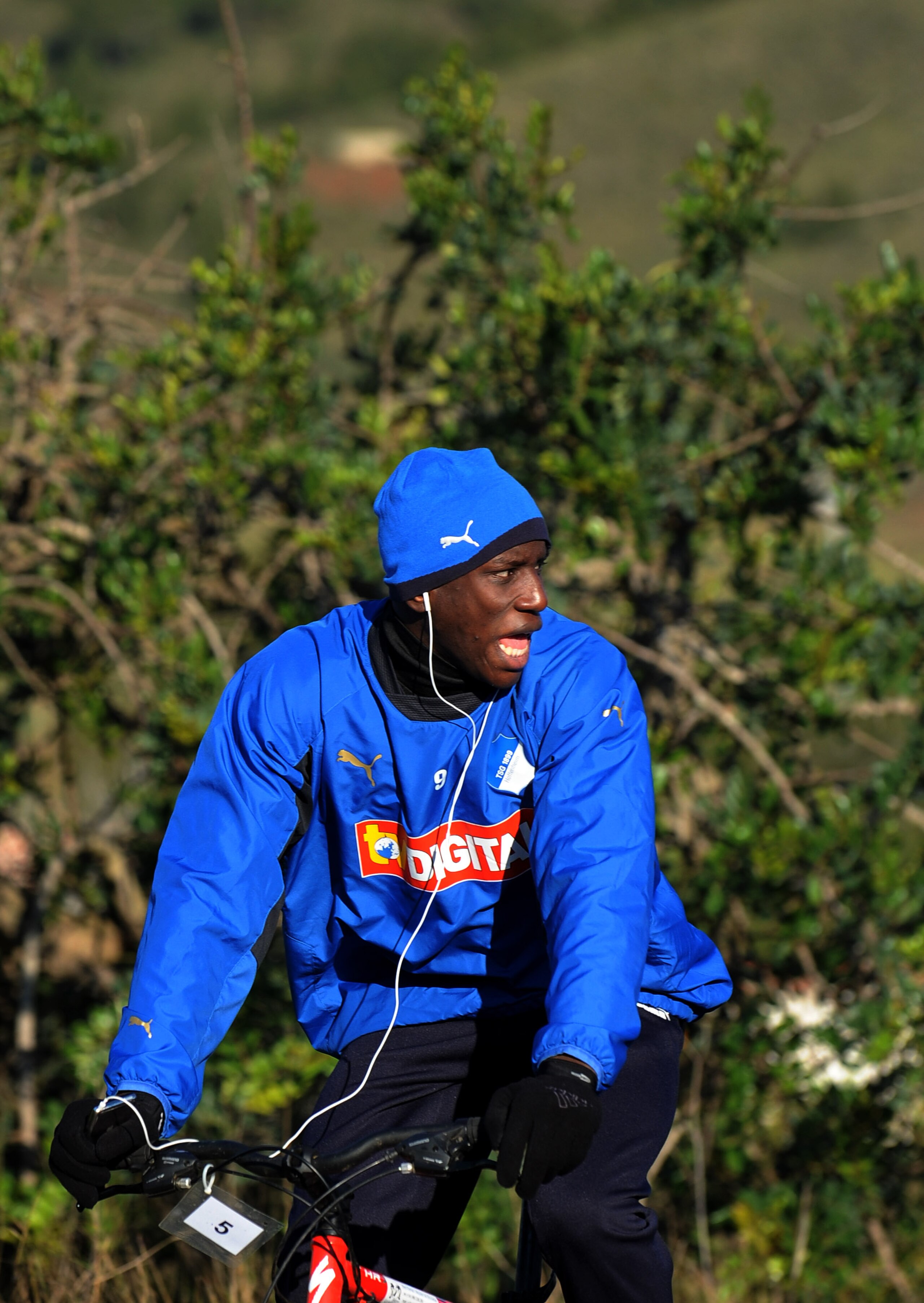 LA MANGA, SPAIN - JANUARY 12:  Demba Ba of 1899 Hoffenheim cycles during day four of his team's training camp on January 12, 2009 in La Manga, Spain.  (Photo by Jasper Juinen/Getty Images)