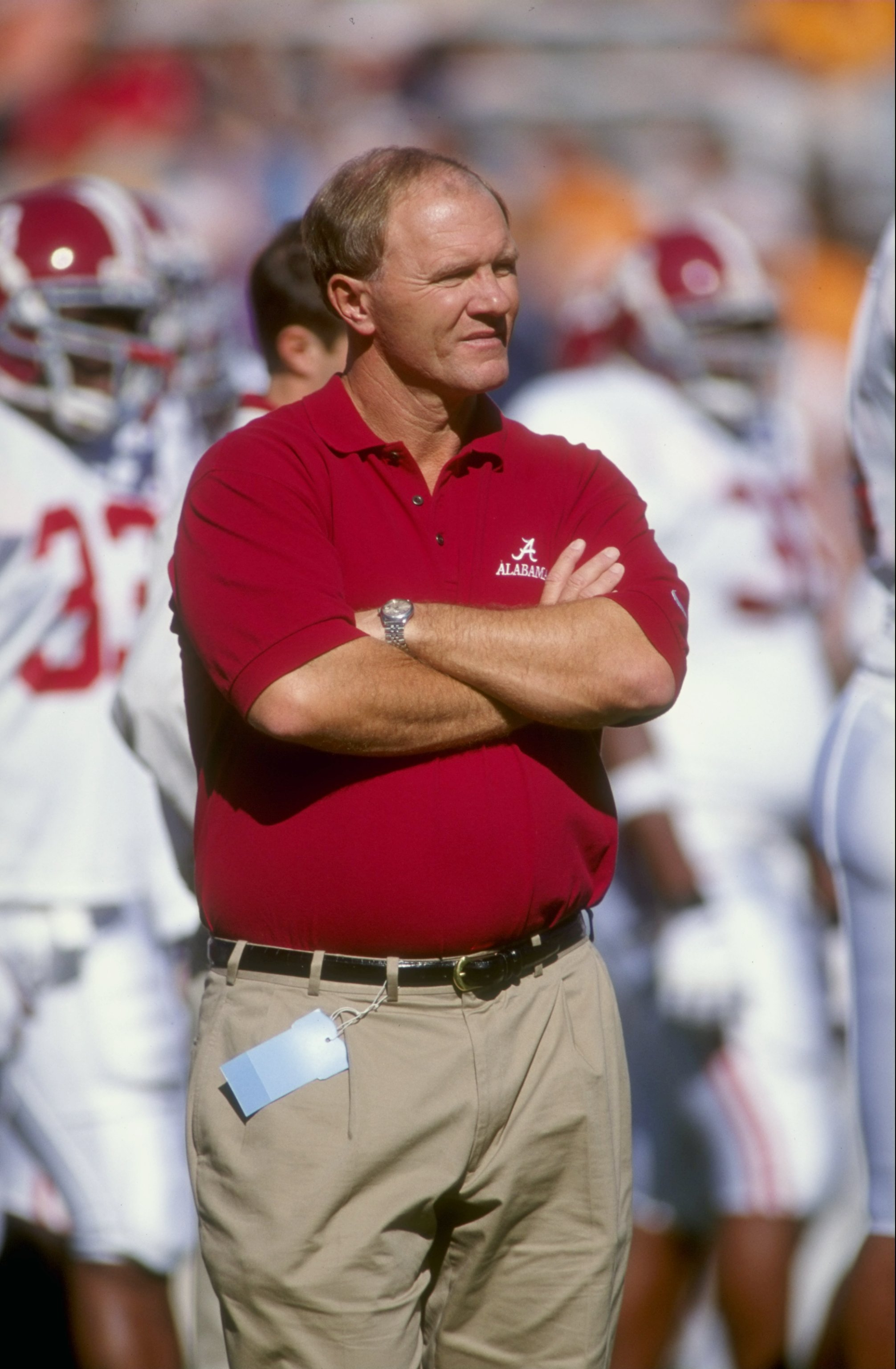 24 Oct 1998: Head coach Mike Dubose of the Alabama Crimson Tide watches the field during the game against the Tennessee Volunteers at Neyland Stadium in Knoxville Tennessee. Tennessee defeated Alabama 35-18. Mandatory Credit: Scott Halleran  /Allsport