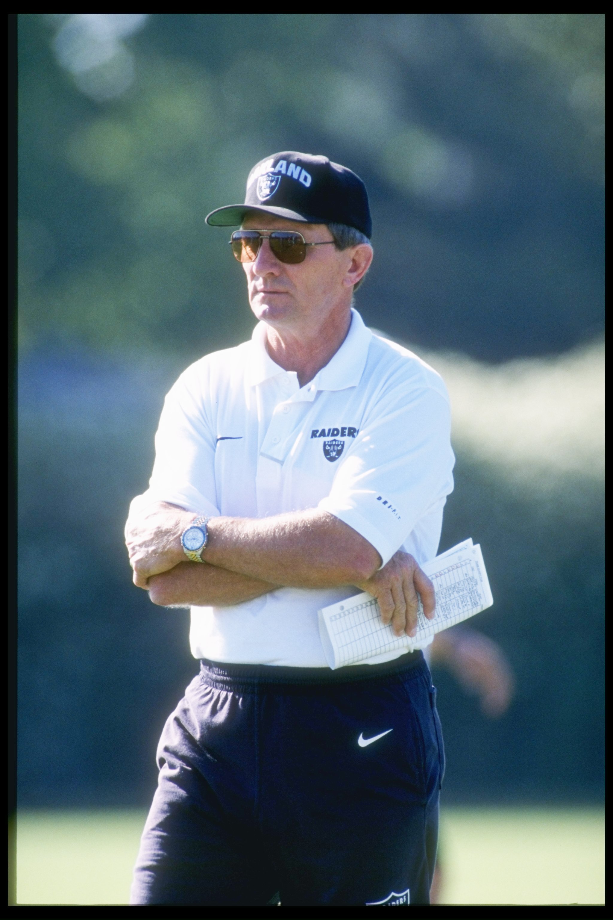 22 Jul 1997:  Offensive coordinator Ray Perkins of the Oakland Raiders during the Raiders training camp at the Napa Mariott Hotel in Napa, California. Mandatory Credit: Otto Greule Jr.  /Allsport