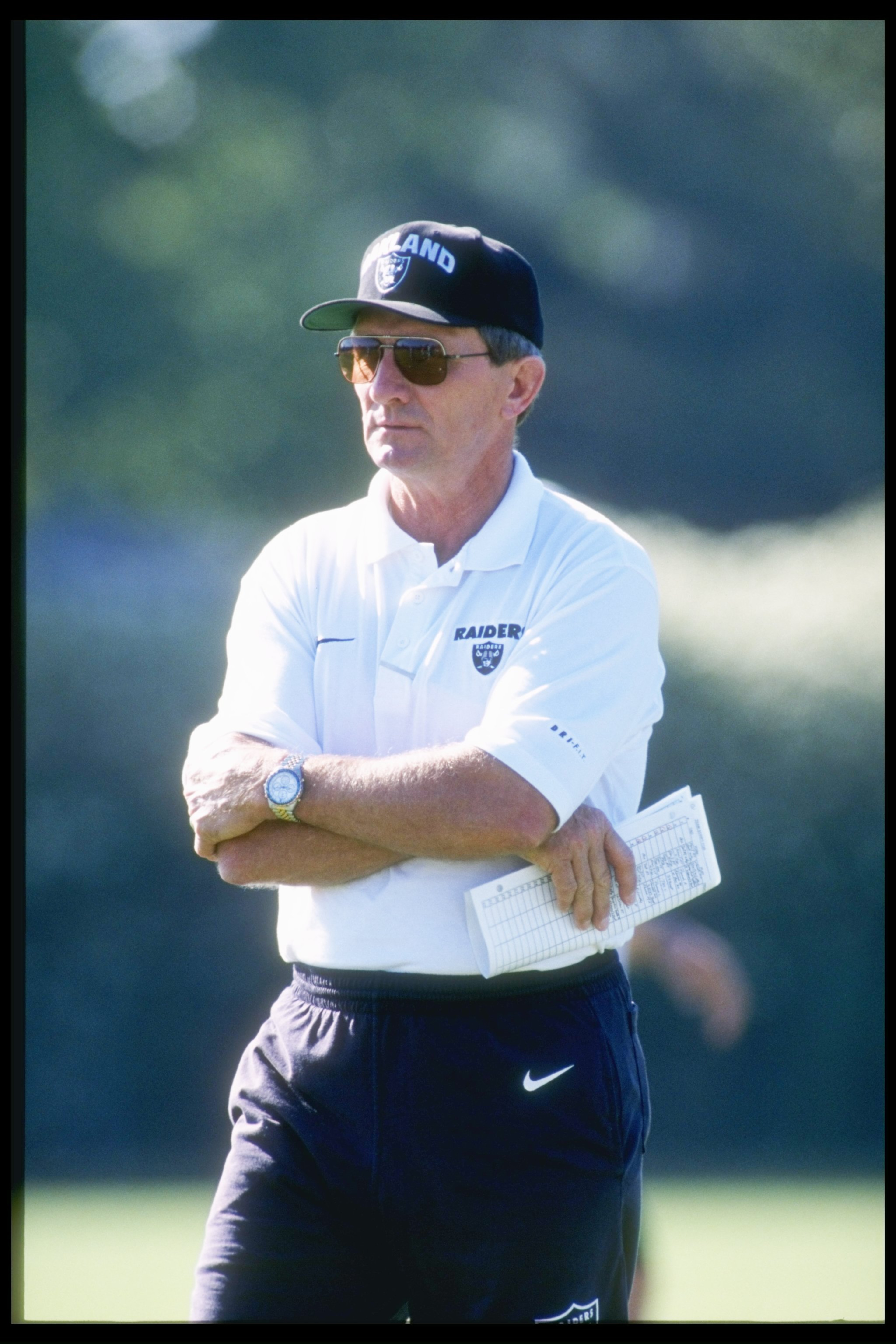 22 Jul 1997: Offensive coordinator Ray Perkins of the Oakland Raiders during the Raiders training camp at the Napa Mariott Hotel in Napa, California. Mandatory Credit: Otto Greule Jr. /Allsport 22 Jul 1997: Offensive coordinator Ray Perkins of the Oakland Raiders during the Raiders training camp at the Napa Mariott Hotel in Napa, California. Mandatory Credit: Otto Greule Jr. /Allsport