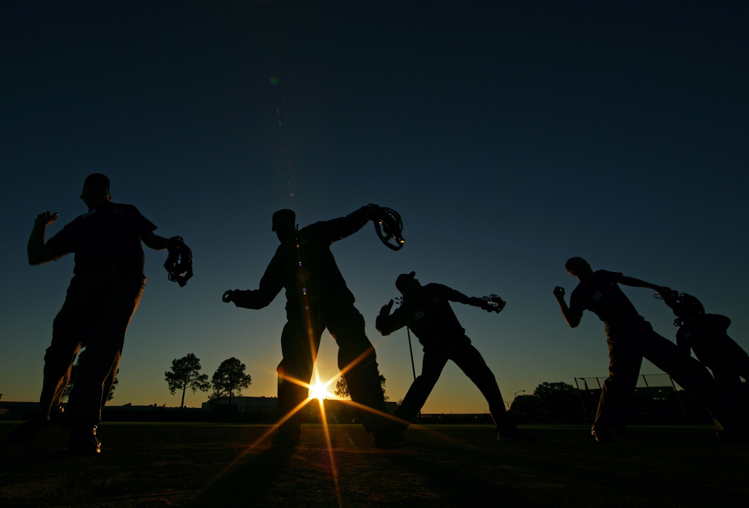 KISSIMMEE, FL - JANUARY 28:  Student Umpires perform a signal drill during the Jim Evans Academy of Professional Umpiring on January 28, 2011 at the Houston Astros Spring Training Complex  in Kissimmee, Florida.  Jim Evans was a Major League Umpire for 28