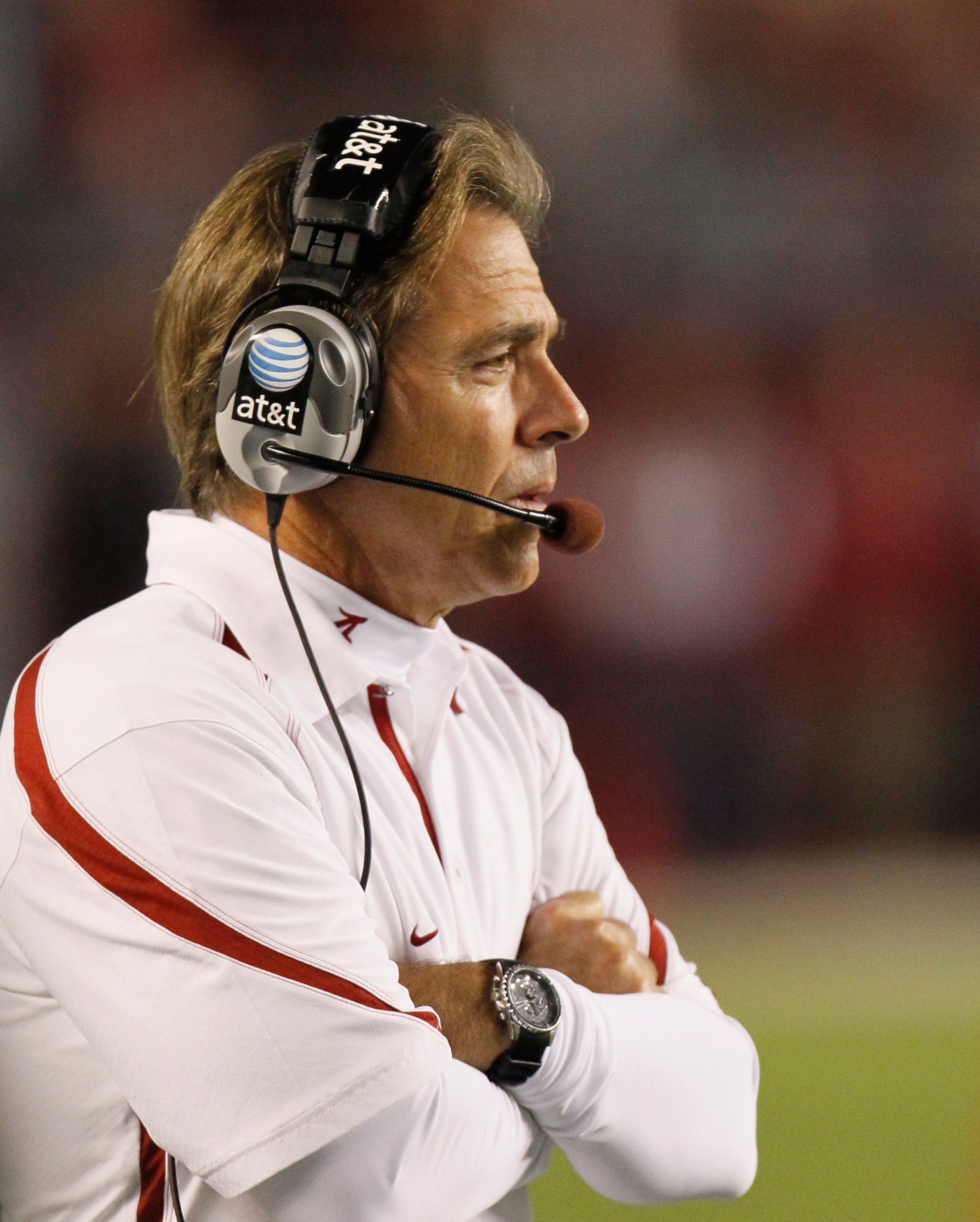 TUSCALOOSA, AL - OCTOBER 16:  Head coach Nick Saban of the Alabama Crimson Tide against the Ole Miss Rebels at Bryant-Denny Stadium on October 16, 2010 in Tuscaloosa, Alabama.  (Photo by Kevin C. Cox/Getty Images)