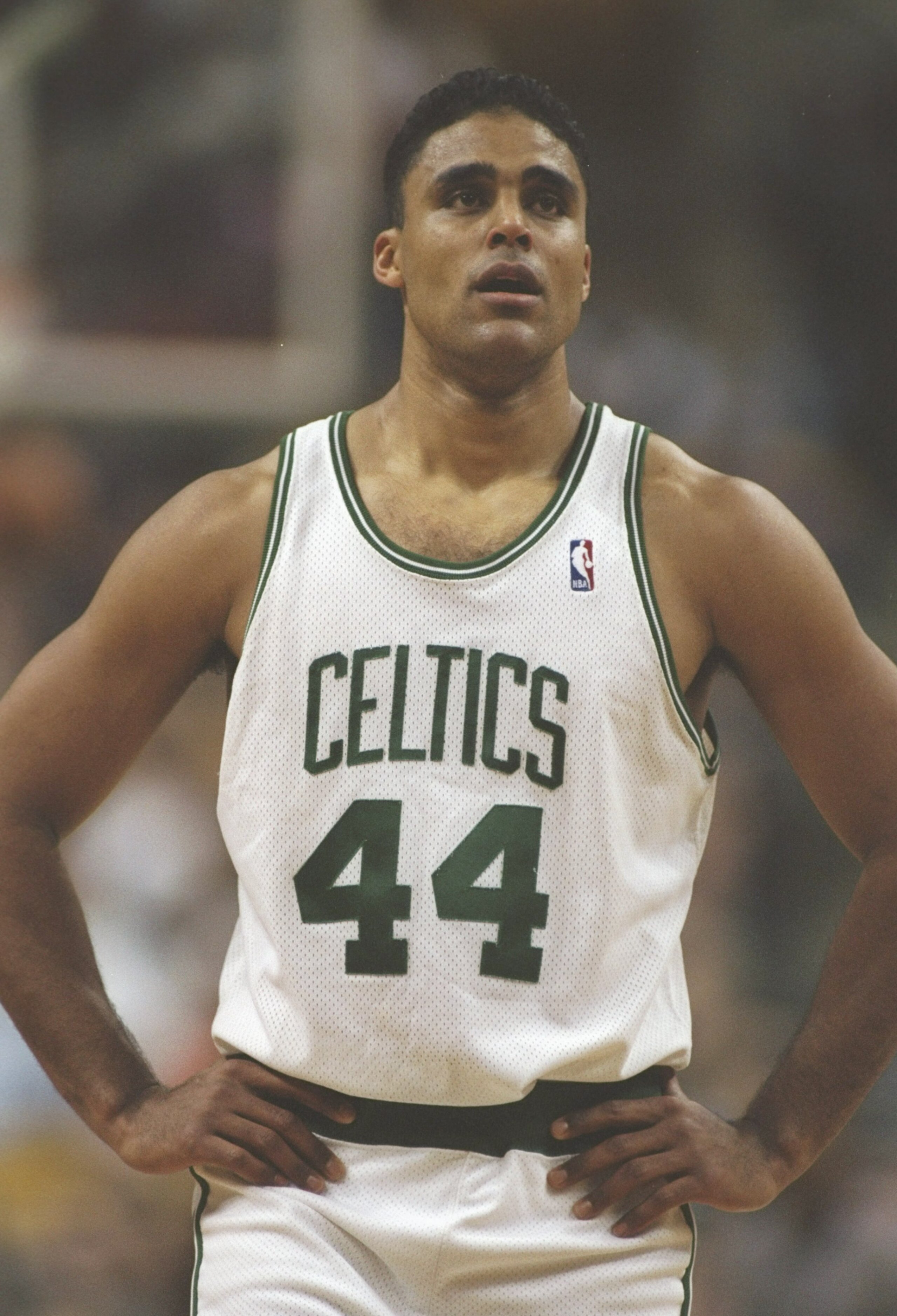 1 Dec 1995:  Guard Rick Fox of the Boston Celtics stands on the court during a game against the New Jersey Nets at the Fleet Center in Boston, Massachusetts.  The Nets won the game 131-123. Mandatory Credit: Allsport  /Allsport