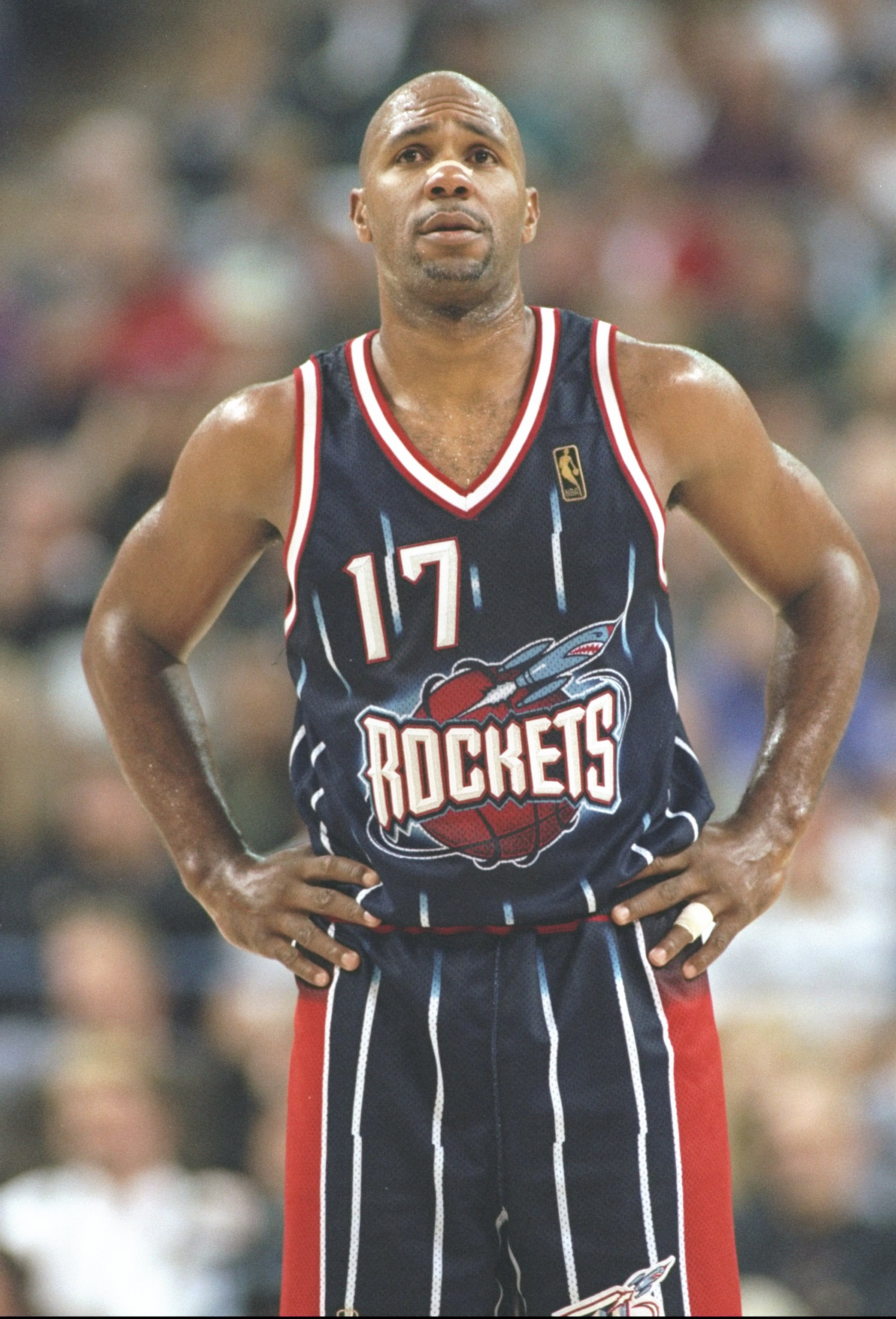 5 Nov 1996:  Forward Mario Elie of the Houston Rockets walks down the court during a game against the Sacremento Kings at the Arco Arena in Sacramento, California.  The Rockets won the game 102-80. Mandatory Credit: Otto Greule Jr.  /Allsport