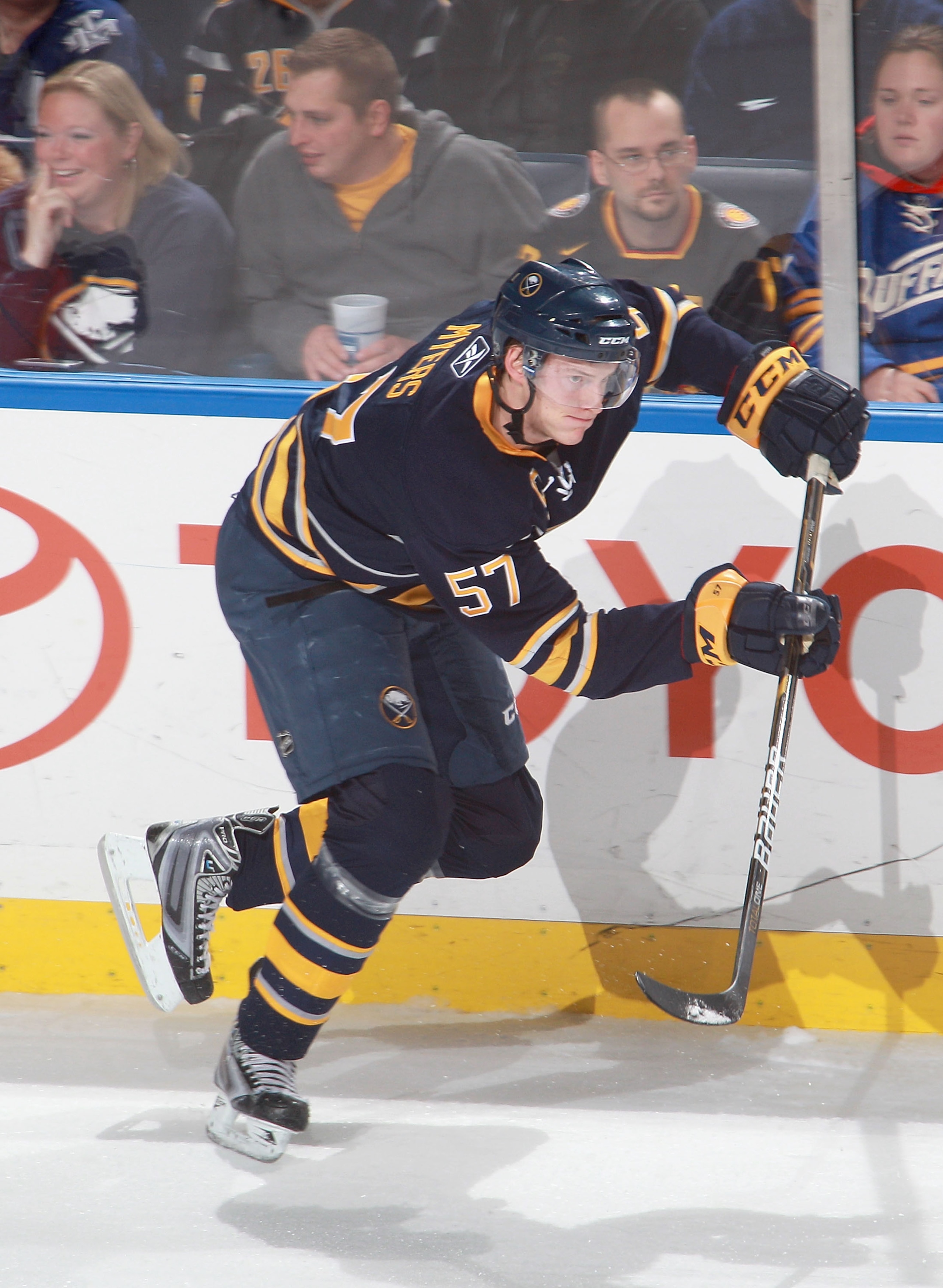 BUFFALO, NY - DECEMBER 23: Tyler Myers #57 of the Buffalo Sabres skates against the Florida Panthers at HSBC Arena on December 23, 2010 in Buffalo, New York. Florida won 4-3.  (Photo by Rick Stewart/Getty Images)