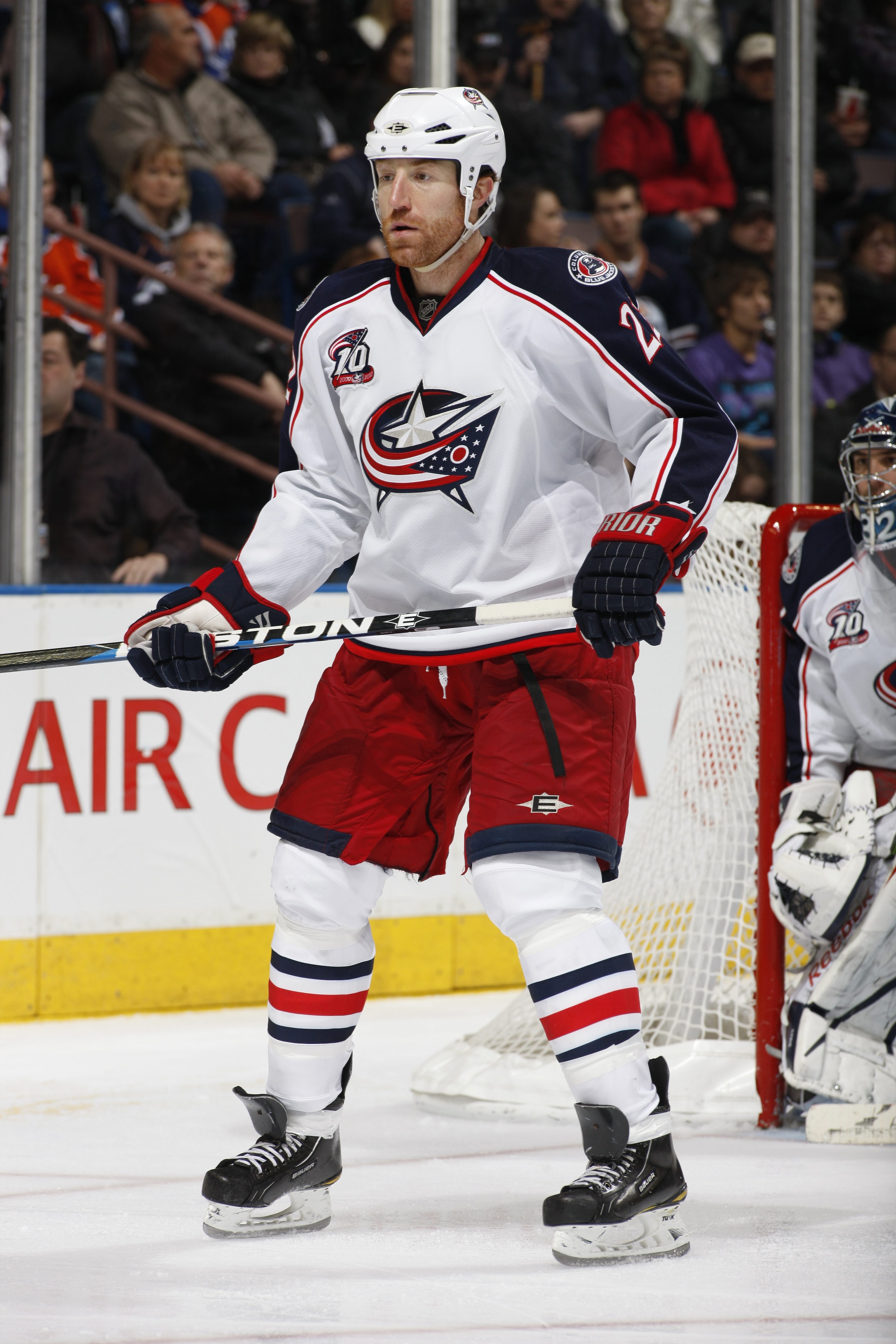 EDMONTON, CANADA - DECEMBER 16: Mike Commodore #22 of the Columbus Blue Jackets skates against the Edmonton Oilers on December 16, 2010 at Rexall Place in Edmonton, Alberta, Canada. (Photo by Dale MacMillan/Getty Images)