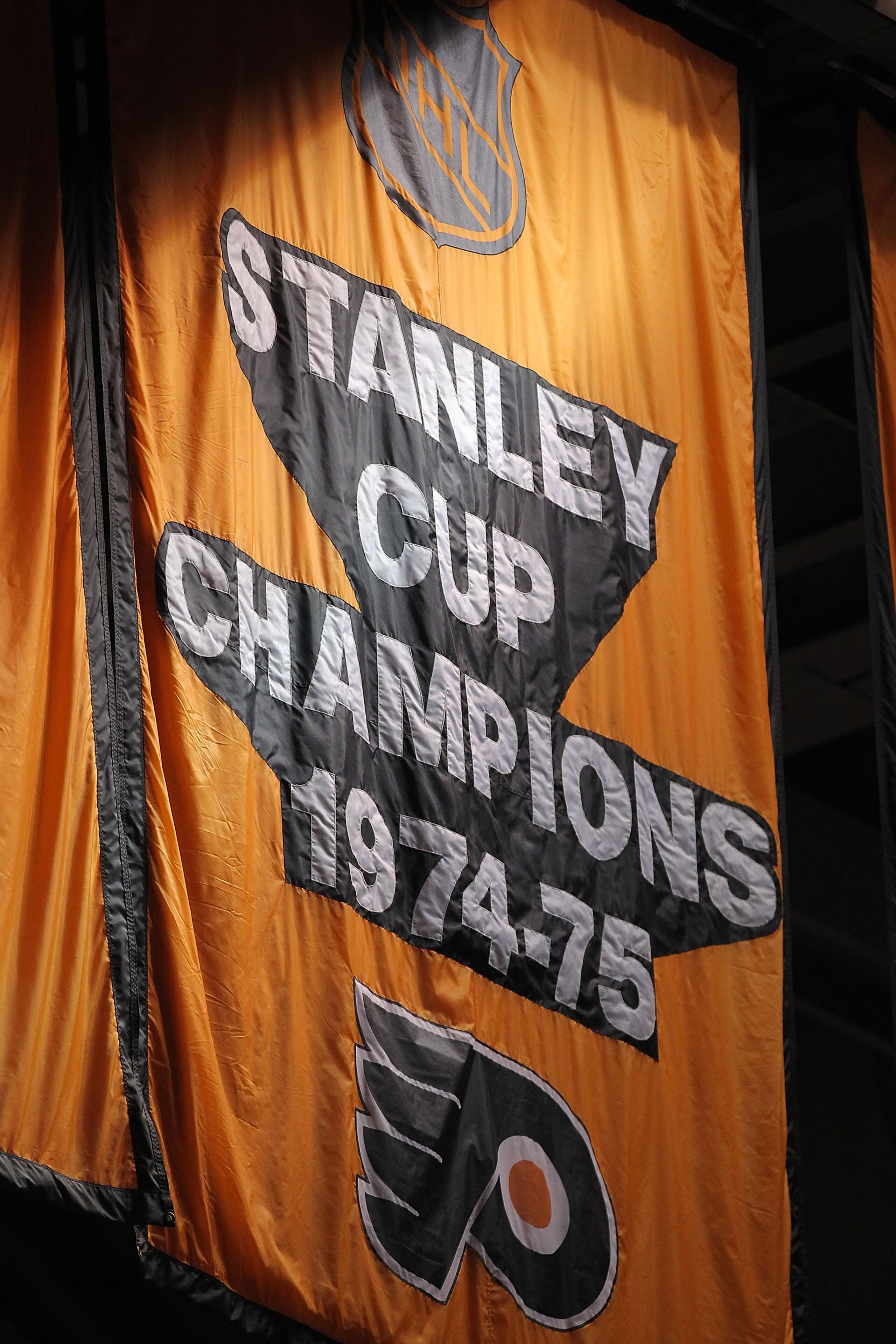 PHILADELPHIA - JUNE 09: A Philadelphia Flyers Stanley Cup banner hangs during Game Six of the 2010 NHL Stanley Cup Final against the Chicago Blackhawks at the Wachovia Center on June 9, 2010 in Philadelphia, Pennsylvania. (Photo by Andre Ringuette/Getty PHILADELPHIA - JUNE 09: A Philadelphia Flyers Stanley Cup banner hangs during Game Six of the 2010 NHL Stanley Cup Final against the Chicago Blackhawks at the Wachovia Center on June 9, 2010 in Philadelphia, Pennsylvania. (Photo by Andre Ringuette/Getty