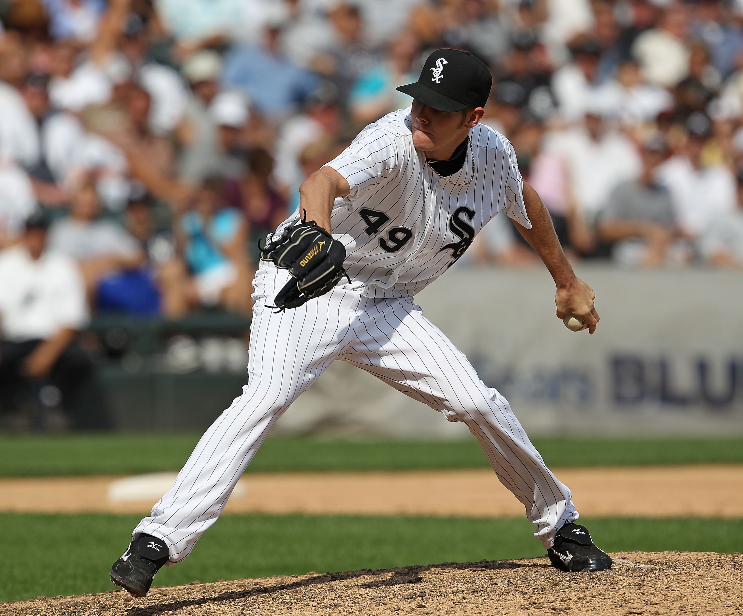 CHICAGO - AUGUST 29: Chris Sale #49 of the Chicago White Sox pitches against the New York Yankees at U.S. Cellular Field on August 29, 2010 in Chicago, Illinois. The Yankees defeated the White Sox 2-1. (Photo by Jonathan Daniel/Getty Images)