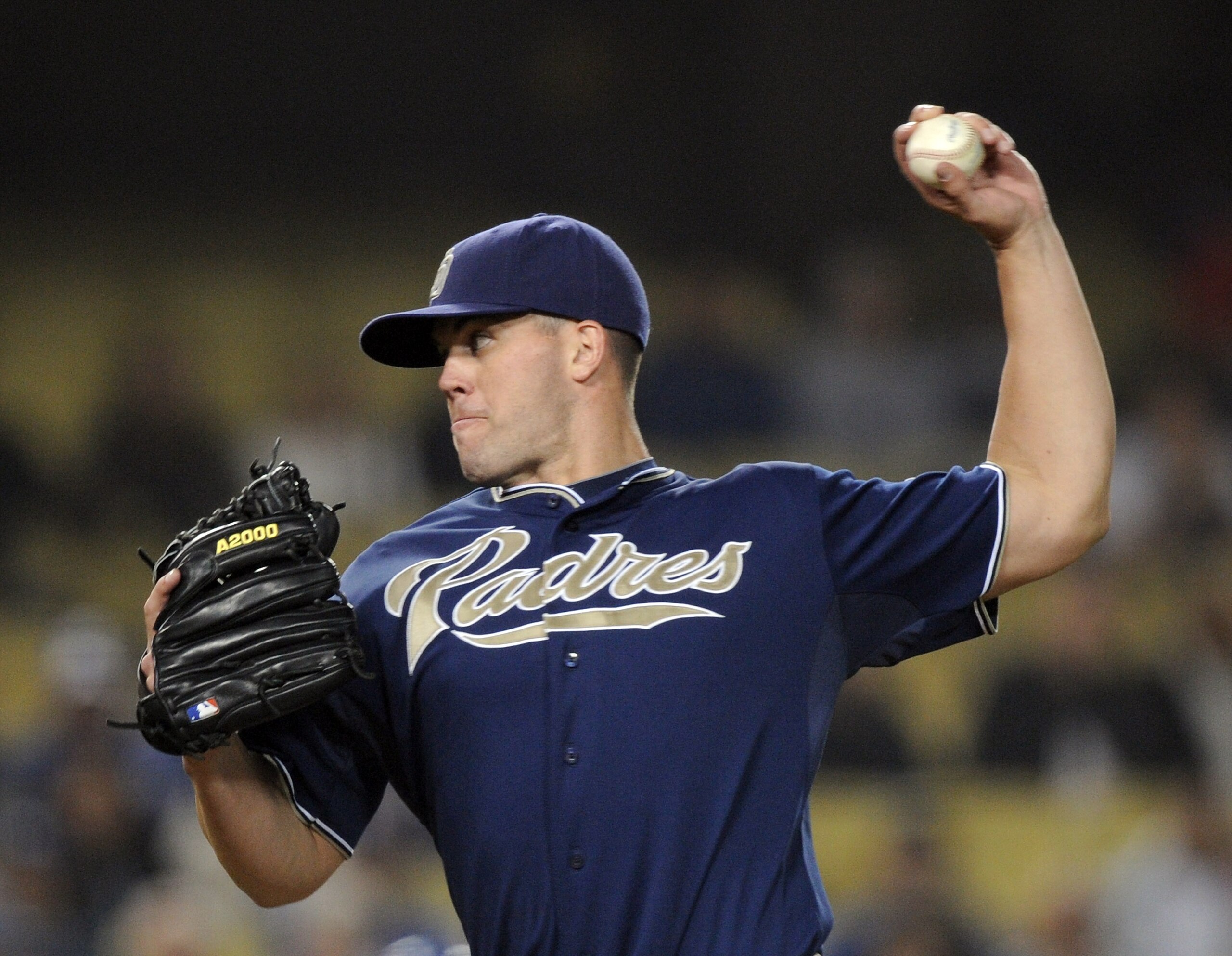 LOS ANGELES, CA - SEPTEMBER 21:  Clayton Richard #33 of the San Diego Padres pitches against the Los Angeles Dodgers during the ninth inning at Dodger Stadium on September 21, 2010 in Los Angeles, California.  The Padres won 6-0.   (Photo by Harry How/Get