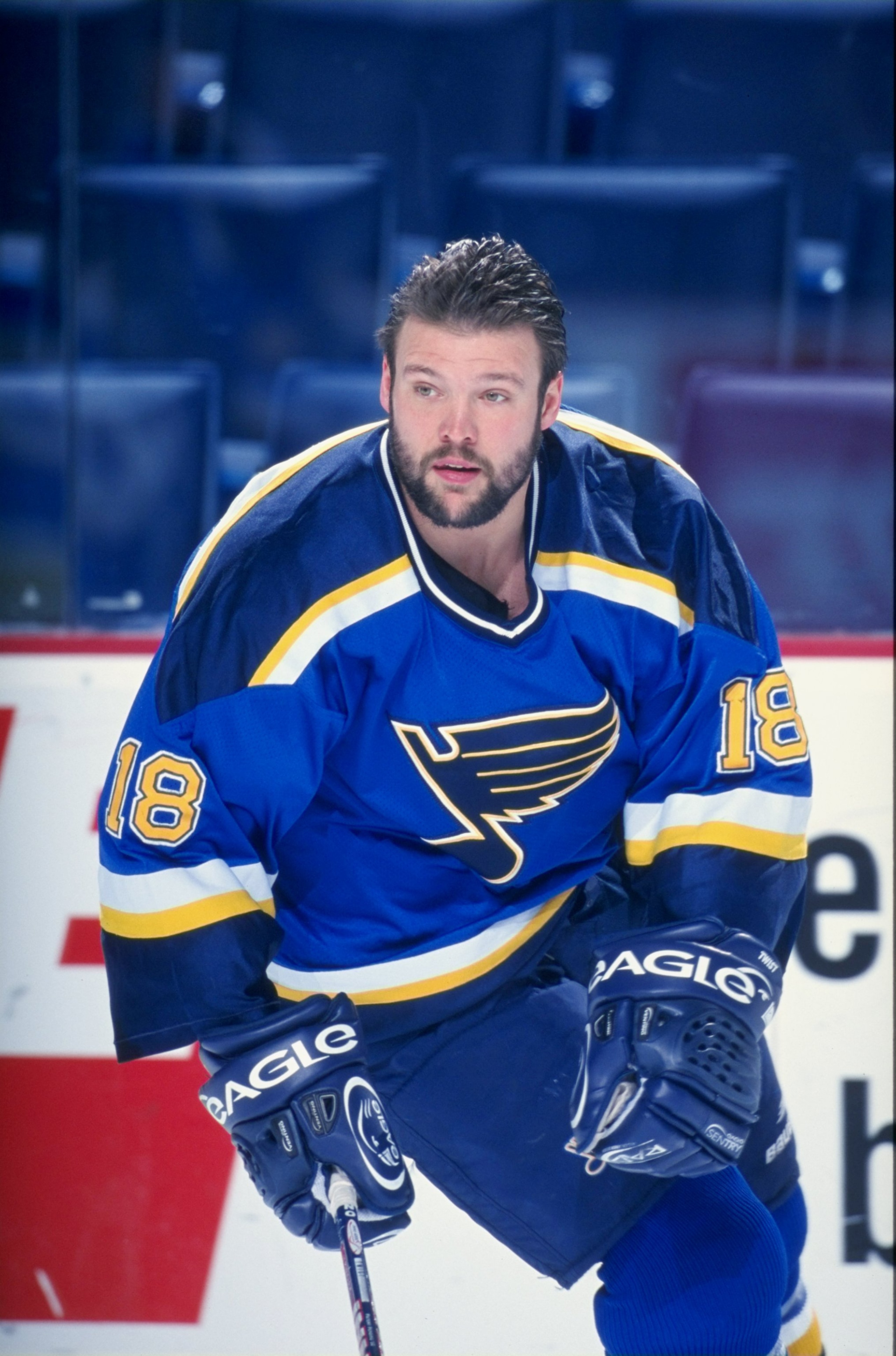 13 Jan 1999: Tony Twist #18 of the St. Louis Blues in action during the game against the Buffalo Sabres at the Marine Midland Arena in Buffalo, New York. The Blues defeated the Sabres 4-2.