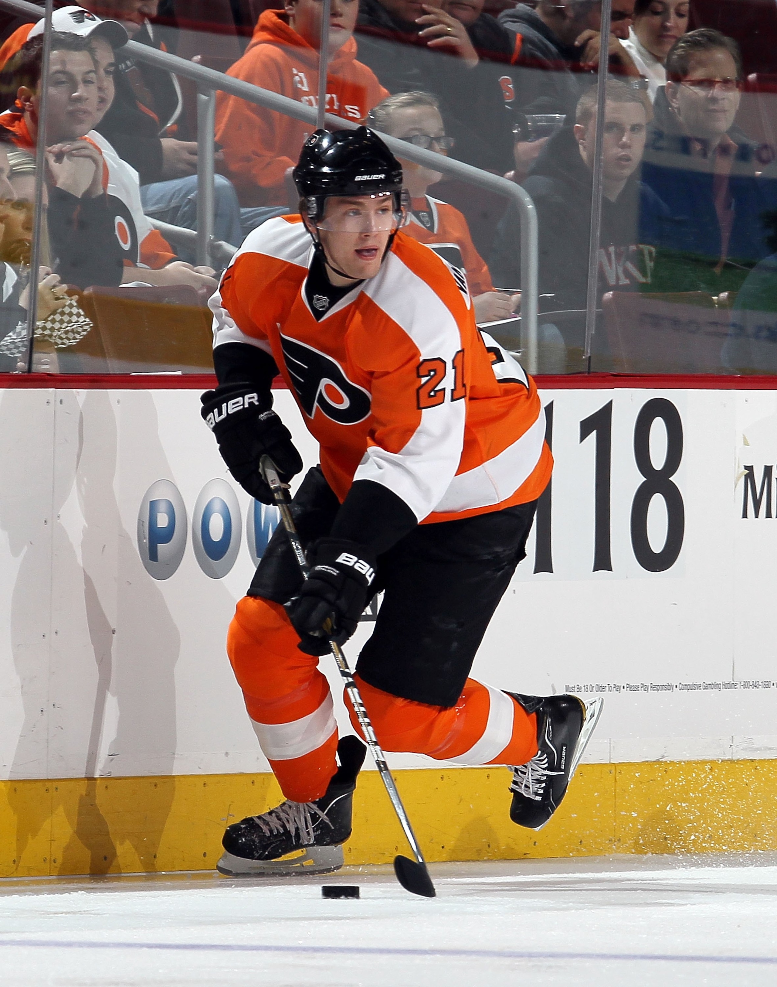 PHILADELPHIA, PA - JANUARY 20: James van Riemsdyk #21 of the Philadelphia Flyers skates against the Ottawa Senators on January 20, 2011 at Wells Fargo Center in Philadelphia, Pennsylvania. (Photo by Jim McIsaac/Getty Images) PHILADELPHIA, PA - JANUARY 20: James van Riemsdyk #21 of the Philadelphia Flyers skates against the Ottawa Senators on January 20, 2011 at Wells Fargo Center in Philadelphia, Pennsylvania. (Photo by Jim McIsaac/Getty Images)