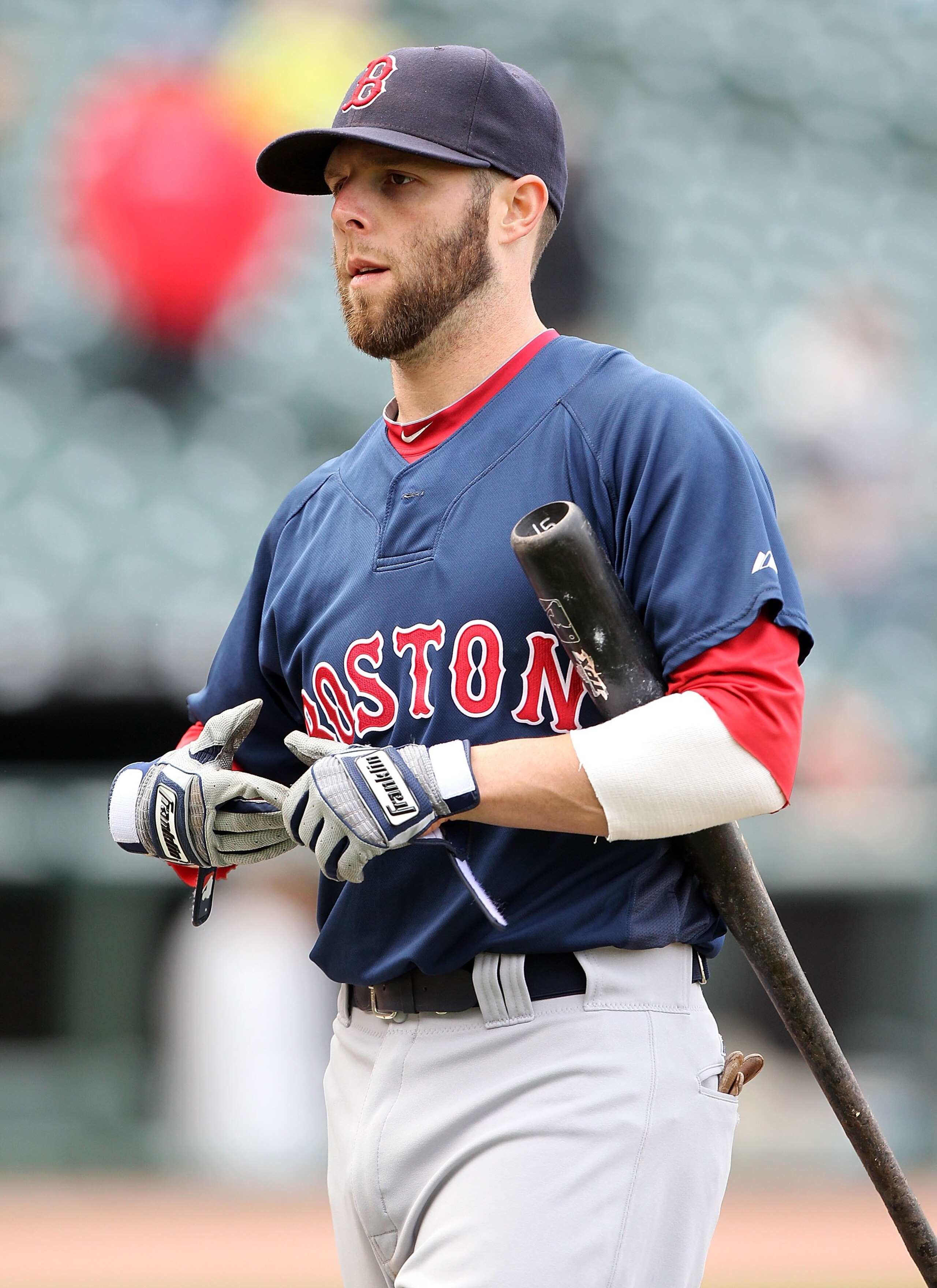 SAN FRANCISCO - JUNE 25: Dustin Pedroia #15 of the Boston Red Sox warms up against the San Francisco Giants during an MLB game at AT&T Park on June 25, 2010 in San Francisco, California. (Photo by Jed Jacobsohn/Getty Images) SAN FRANCISCO - JUNE 25: Dustin Pedroia #15 of the Boston Red Sox warms up against the San Francisco Giants during an MLB game at AT&T Park on June 25, 2010 in San Francisco, California. (Photo by Jed Jacobsohn/Getty Images)