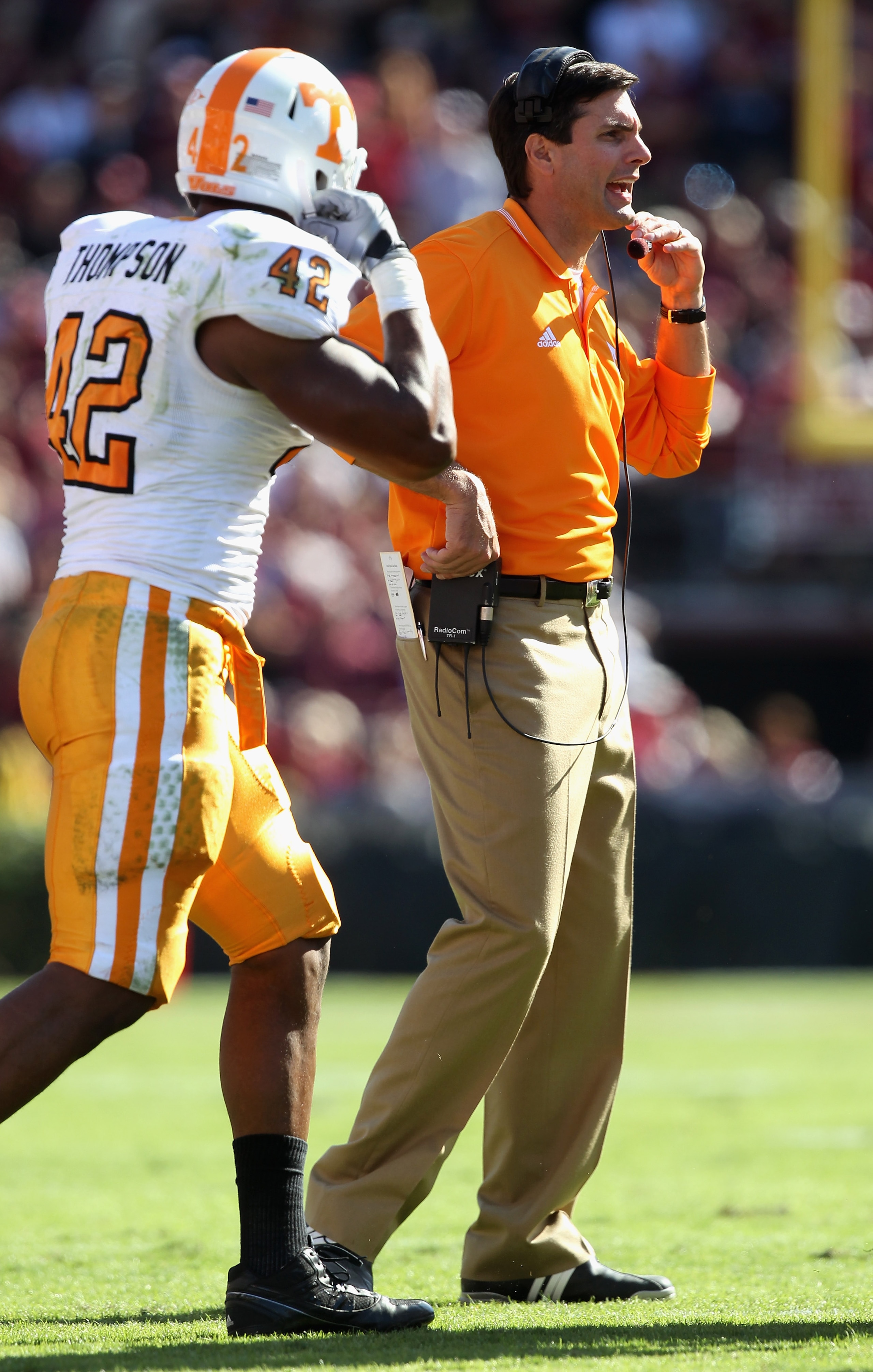 COLUMBIA, SC - OCTOBER 30:  Head coach Derek Dooley of the Tennessee Volunteers watches on against the South Carolina Gamecocks during their game at Williams-Brice Stadium on October 30, 2010 in Columbia, South Carolina.  (Photo by Streeter Lecka/Getty Im