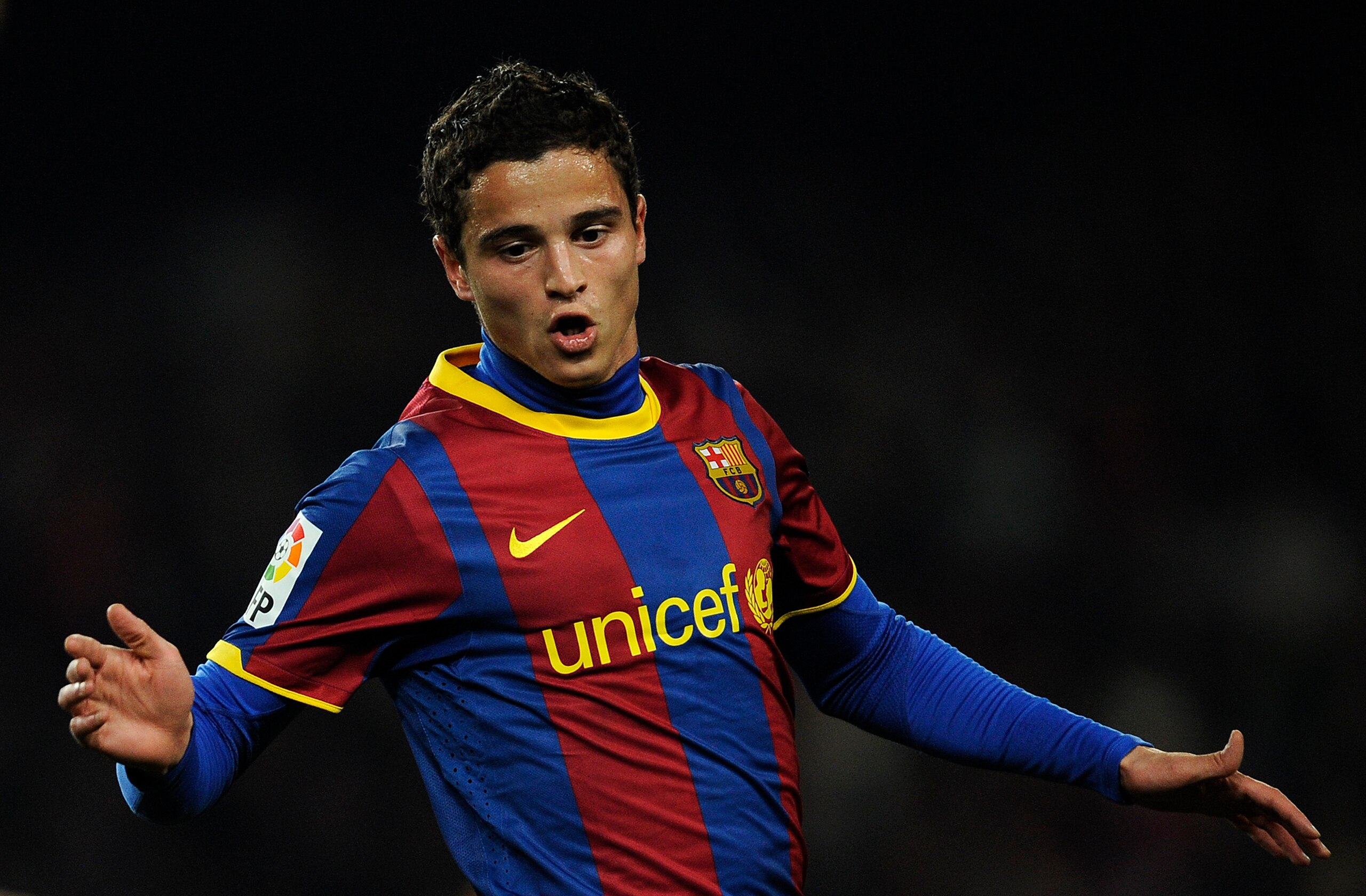 BARCELONA, SPAIN - JANUARY 26:  Ibrahim Afellay of Barcelona looks on during the Copa del Rey Semi Final First Leg match between Barcelona and Almeria at Camp Nou on January 26, 2011 in Barcelona, Spain. Barcelona won 5-0.  (Photo by David Ramos/Getty Ima