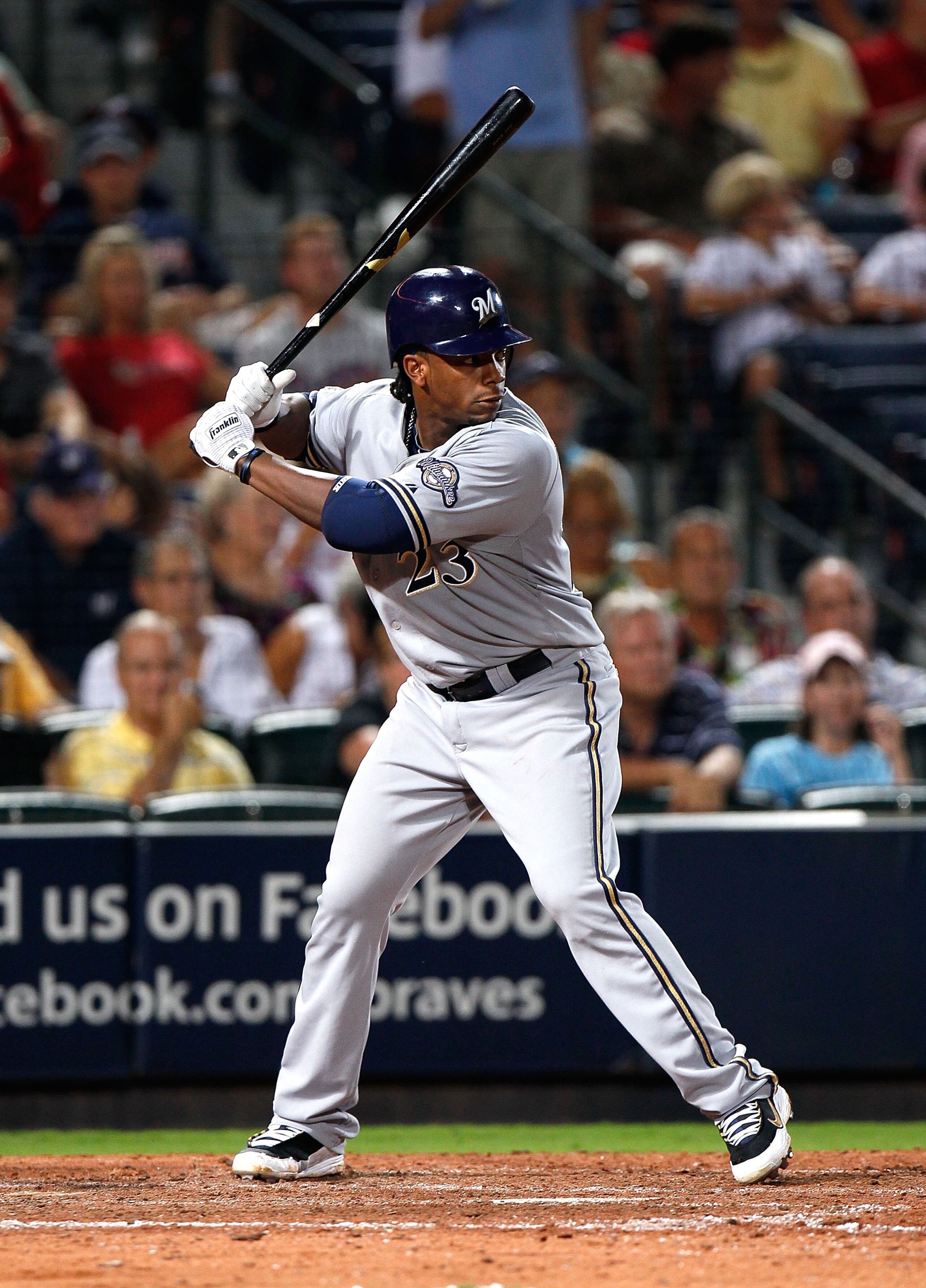 ATLANTA - JULY 15: Rickie Weeks #23 of the Milwaukee Brewers against the Atlanta Braves at Turner Field on July 15, 2010 in Atlanta, Georgia. (Photo by Kevin C. Cox/Getty Images) ATLANTA - JULY 15: Rickie Weeks #23 of the Milwaukee Brewers against the Atlanta Braves at Turner Field on July 15, 2010 in Atlanta, Georgia. (Photo by Kevin C. Cox/Getty Images)