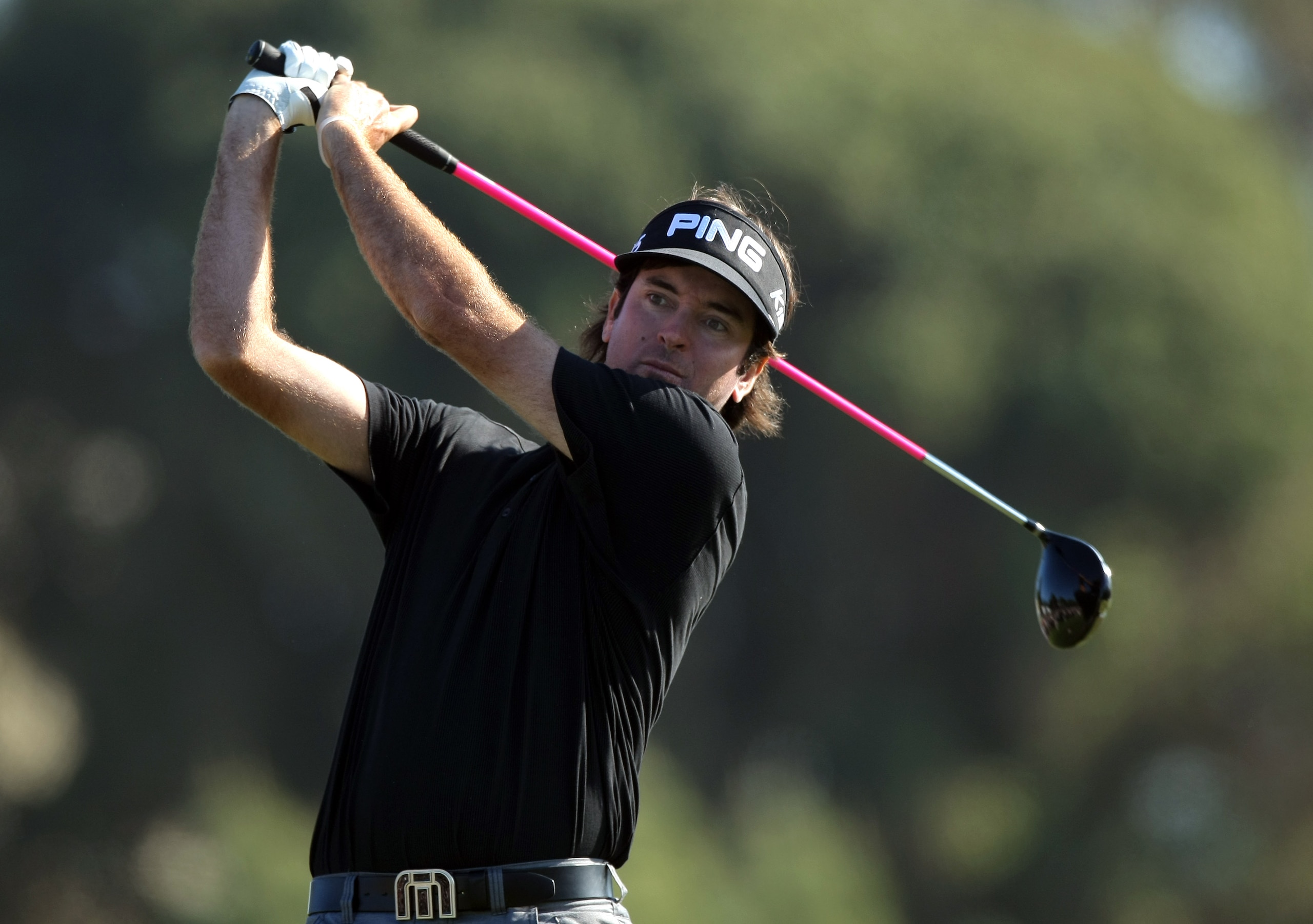 LA JOLLA, CA - JANUARY 29: Bubba Watson tees off the 18th hole during Round 3 of the Farmers Insurance Open at Torrey Pines on January 29, 2011 in La Jolla, California. (Photo by Donald Miralle/Getty Images) LA JOLLA, CA - JANUARY 29: Bubba Watson tees off the 18th hole during Round 3 of the Farmers Insurance Open at Torrey Pines on January 29, 2011 in La Jolla, California. (Photo by Donald Miralle/Getty Images)