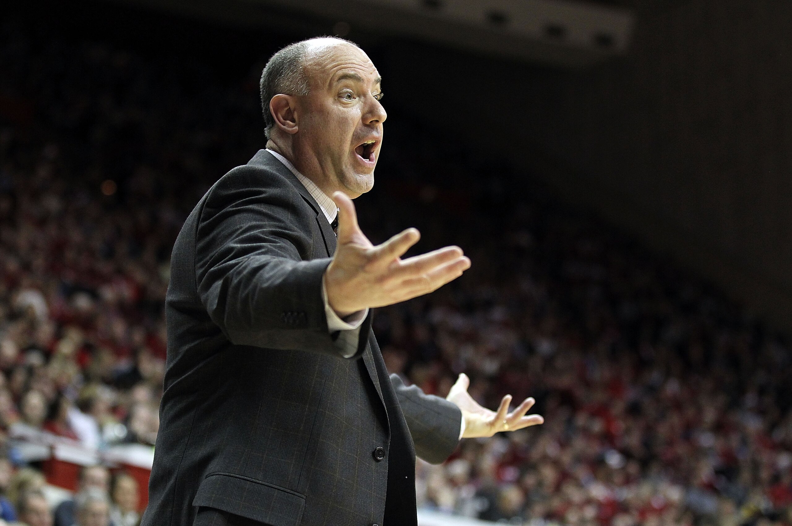 BLOOMINGTON, IN - DECEMBER 27:  Ed DeChellis the Head Coach of the Penn State Nittany Lions gives instructions to his team during the Big Ten Conference game against the Indiana Hoosiers on December 27, 2010 at Assembly Hall in Bloomington, Indiana.  (Pho