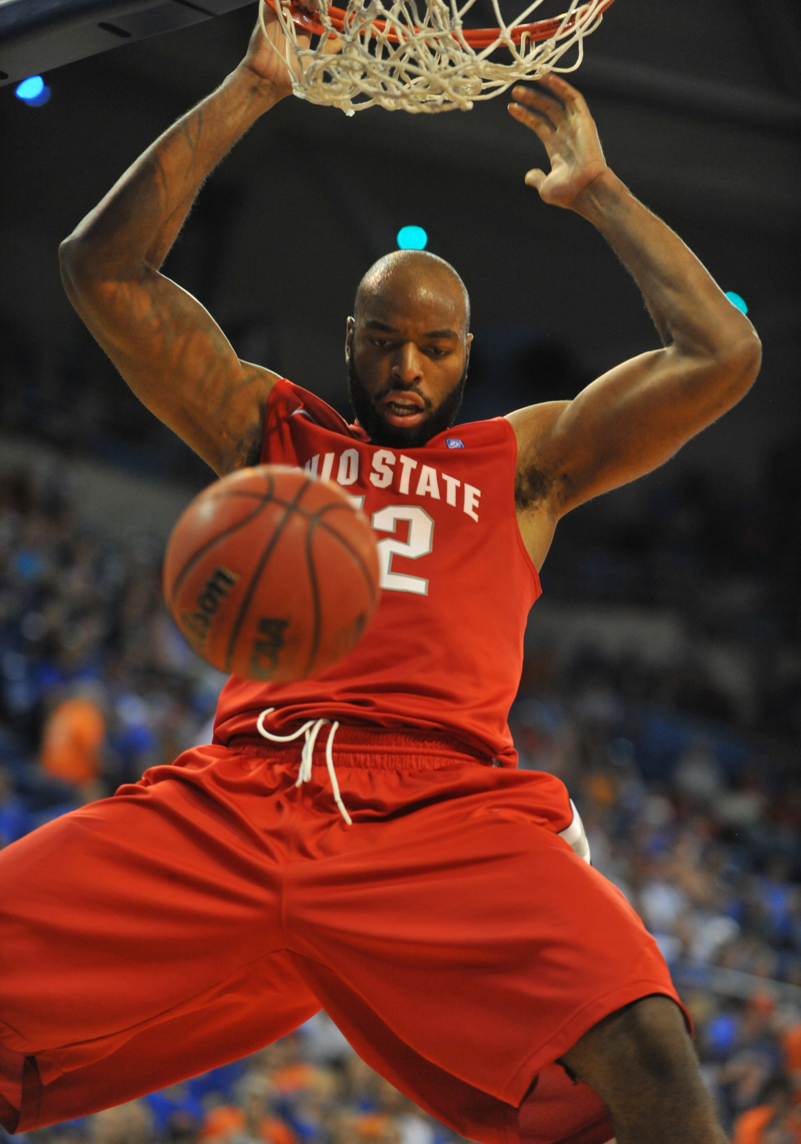 GAINESVILLE, FL - NOVEMBER 16: Forward Dallas Lauderdale #52 of the Ohio State Buckeyes scores against the Florida Gators November 16, 2010 at the Stephen C. O'Connell Center in Gainesville, Florida. (Photo by Al Messerschmidt/Getty Images) GAINESVILLE, FL - NOVEMBER 16: Forward Dallas Lauderdale #52 of the Ohio State Buckeyes scores against the Florida Gators November 16, 2010 at the Stephen C. O'Connell Center in Gainesville, Florida. (Photo by Al Messerschmidt/Getty Images)