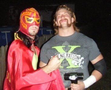 Independent wrestler and current Proforma Heavyweight Champion Tommy Knox poses as his mentor: The Game