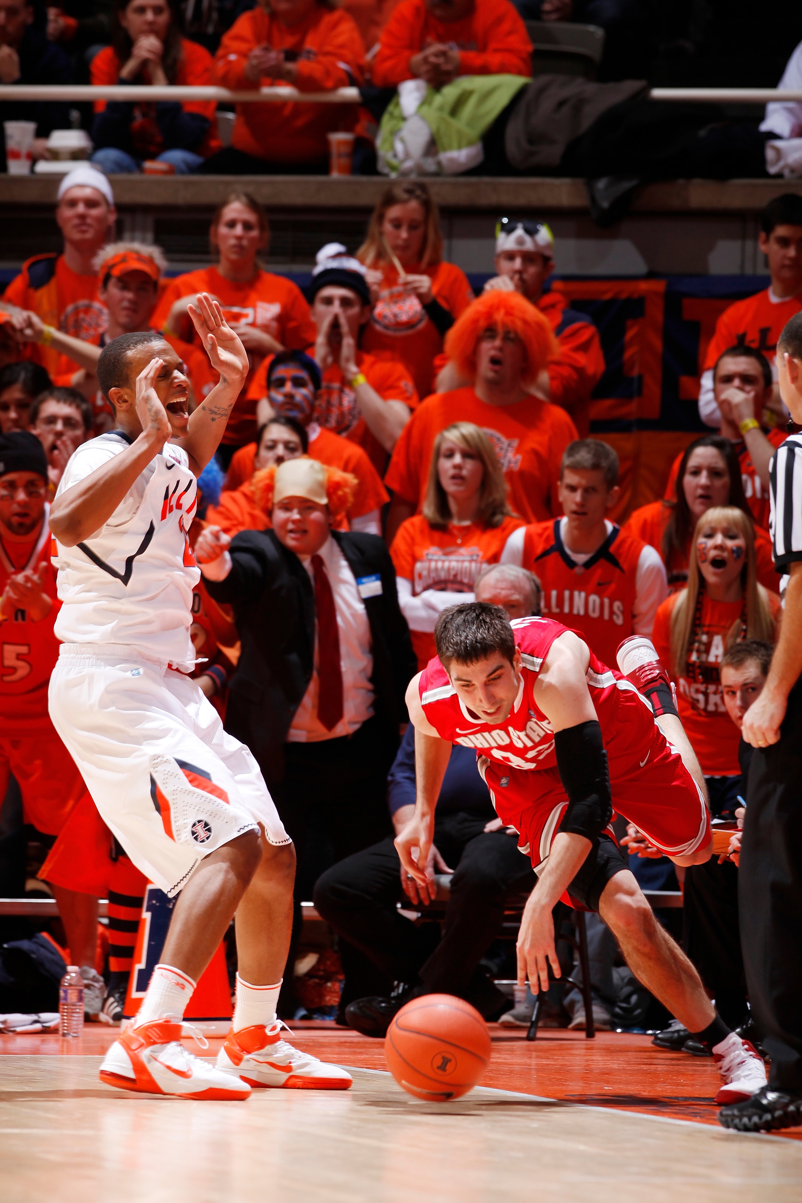 CHAMPAIGN, IL - JANUARY 22: Jereme Richmond #22 of the Illinois Fighting Illini reacts after being called for a foul while defending against Jon Diebler #33 of the Ohio State Buckeyes at Assembly Hall on January 22, 2011 in Champaign, Illinois. Ohio State CHAMPAIGN, IL - JANUARY 22: Jereme Richmond #22 of the Illinois Fighting Illini reacts after being called for a foul while defending against Jon Diebler #33 of the Ohio State Buckeyes at Assembly Hall on January 22, 2011 in Champaign, Illinois. Ohio State