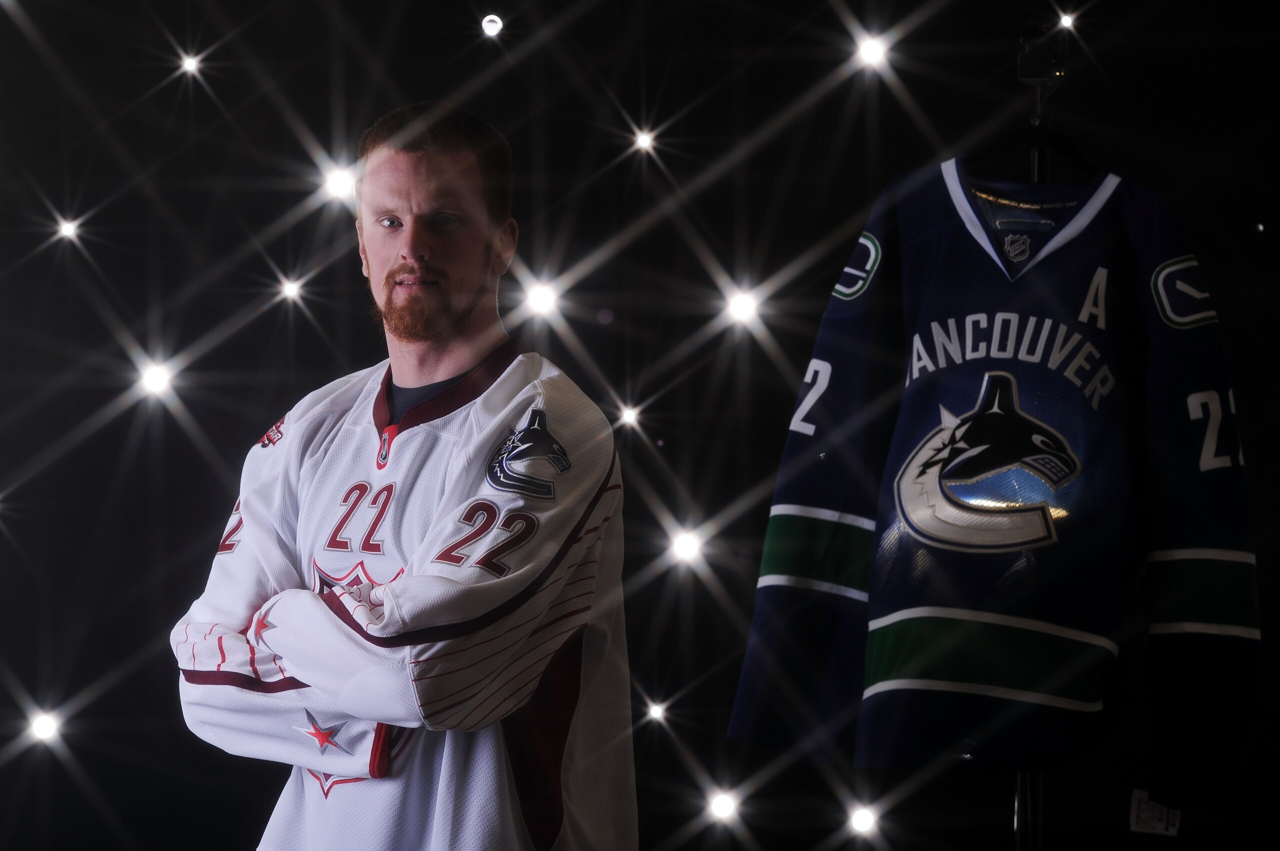 RALEIGH, NC - JANUARY 30:  (EDITORS NOTE: A special effects camera filter was used for this image.) Daniel Sedin #22 of the Vancouver Canucks for Team Staal poses for a portrait before the 58th NHL All-Star Game at RBC Center on January 30, 2011 in Raleig