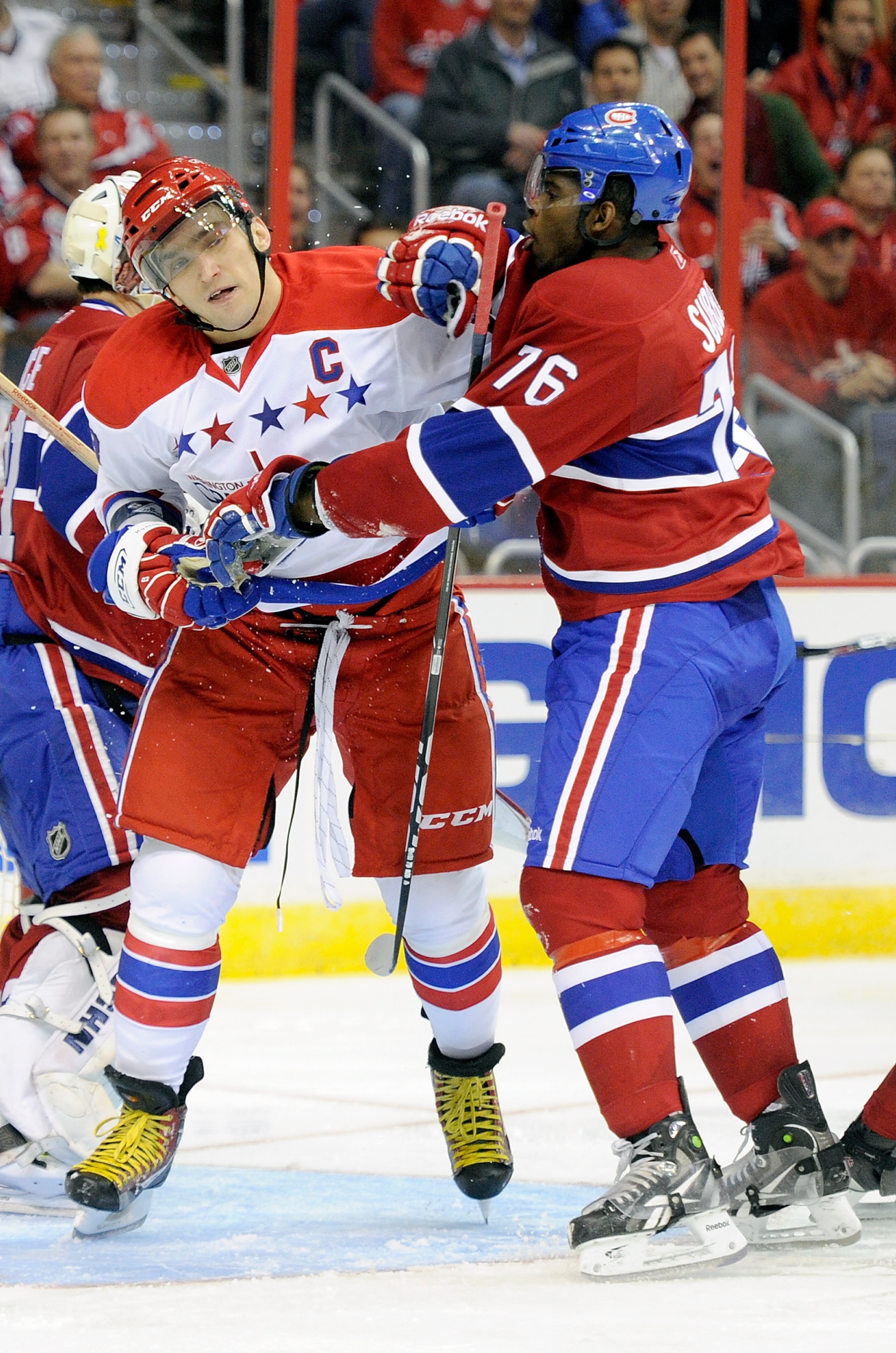 WASHINGTON, DC - FEBRUARY 01: P.K. Subban #76 of the Montreal Canadiens is called for a roughing penalty against Alex Ovechkin #8 of the Washington Capitals at the Verizon Center on February 1, 2011 in Washington, DC. (Photo by Greg Fiume/Getty Images) WASHINGTON, DC - FEBRUARY 01: P.K. Subban #76 of the Montreal Canadiens is called for a roughing penalty against Alex Ovechkin #8 of the Washington Capitals at the Verizon Center on February 1, 2011 in Washington, DC. (Photo by Greg Fiume/Getty Images)