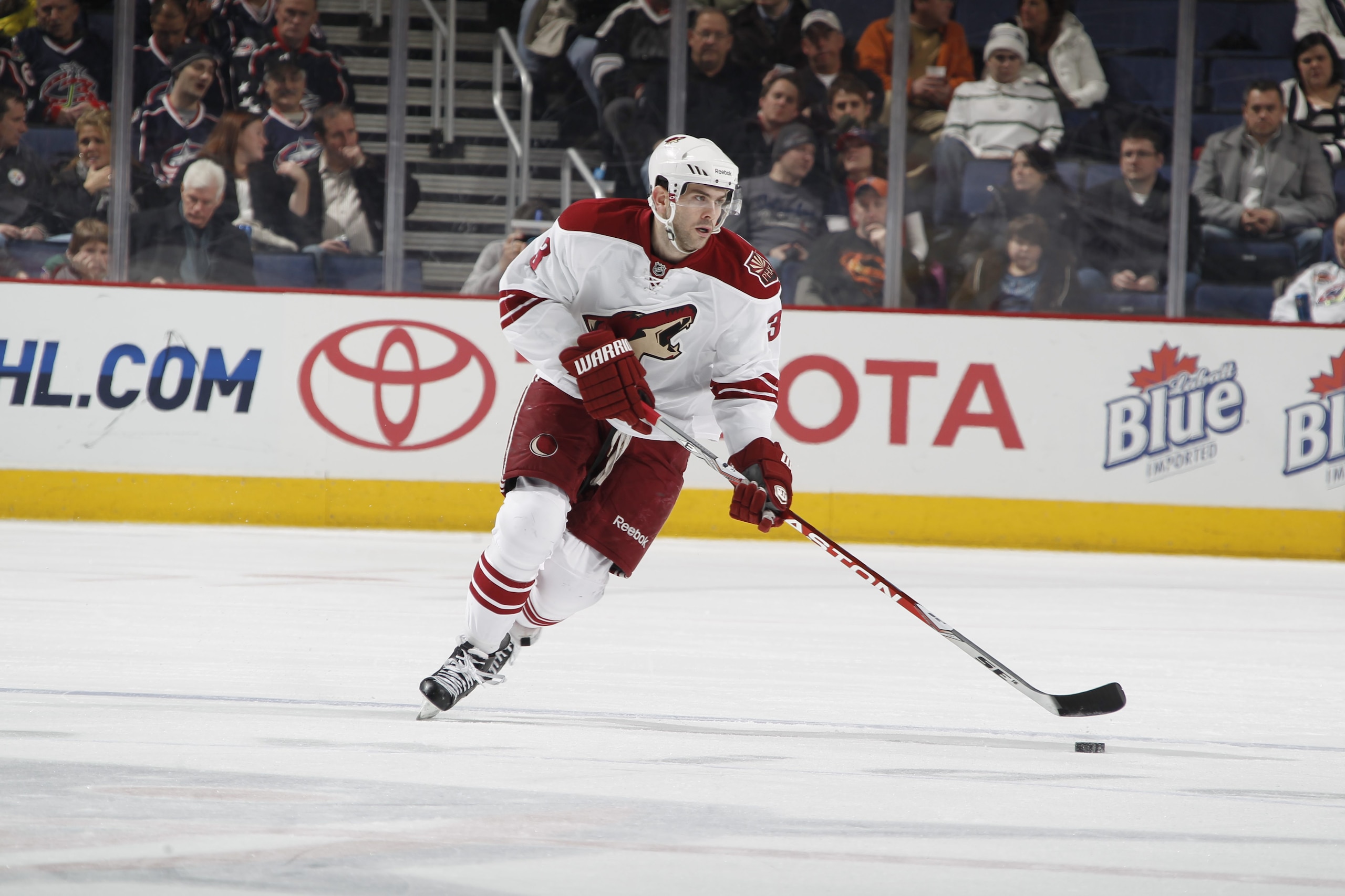 COLUMBUS, OH - JANUARY 11: Keith Yandle #3 of the Phoenix Coyotes skates against the Columbus Blue Jackets during a game on January 11, 2011 at the Nationwide Arena in Columbus, Ohio. (Photo by Gregory Shamus/Getty Images)