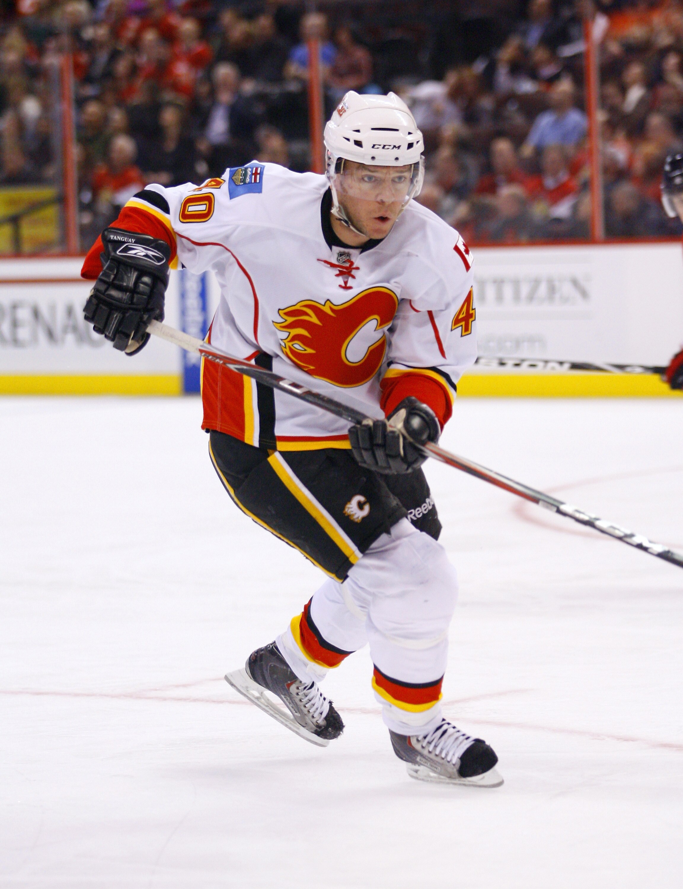 OTTAWA, ON - JANUARY 14:  Alex Tanguay #40 of the Calgary Flames skates in a game against the Ottawa Senators at Scotiabank Place on January 14, 2011 in Ottawa, Canada. The Flames won 3-2. (Photo by Phillip MacCallum/Getty Images)