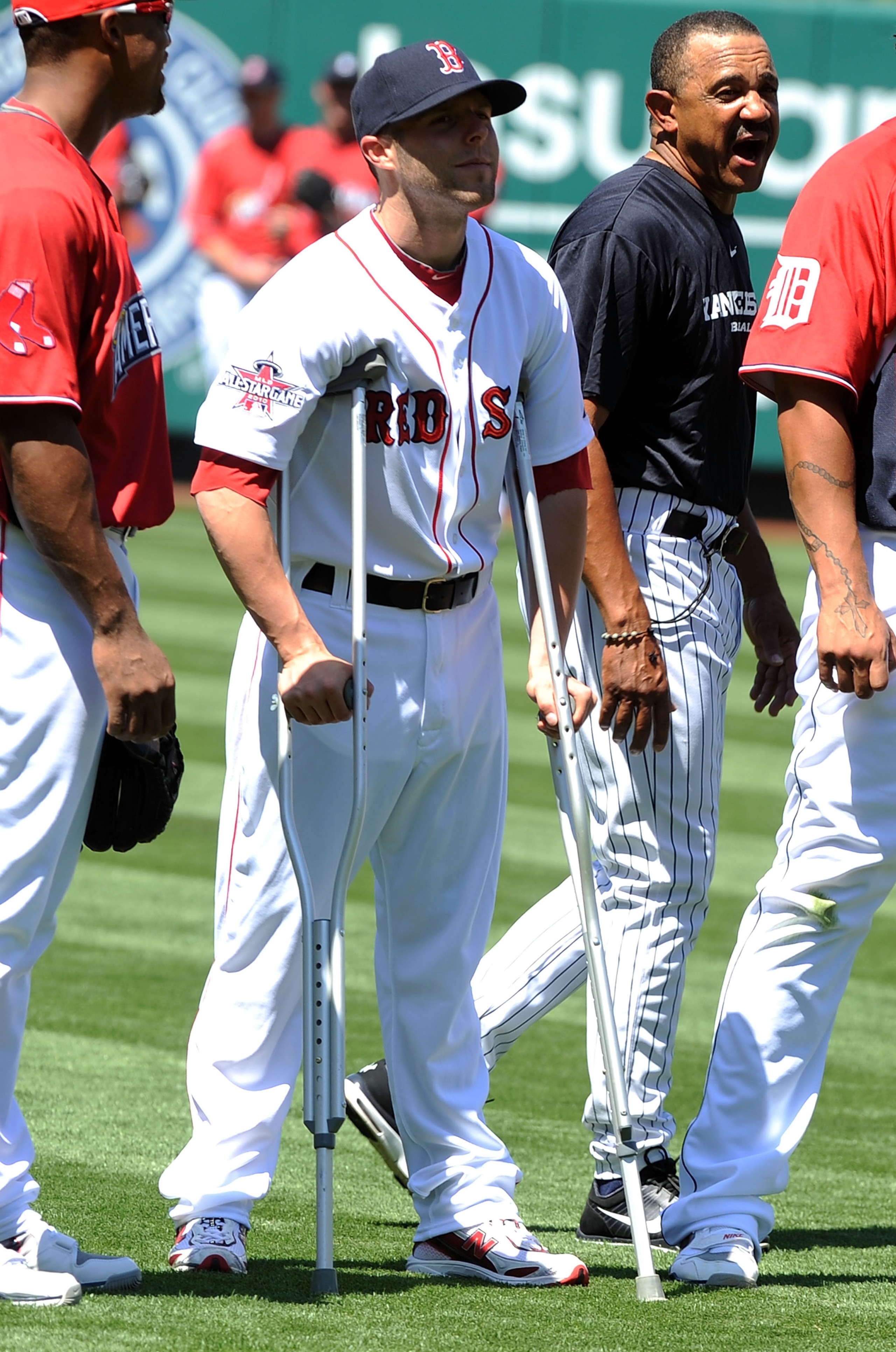ANAHEIM, CA - JULY 13:  American League All-Star Dustin Pedroia #15 of the Boston Red Sox looks on during the 81st MLB All-Star Game at Angel Stadium of Anaheim on July 13, 2010 in Anaheim, California.  (Photo by Lisa Blumenfeld/Getty Images)