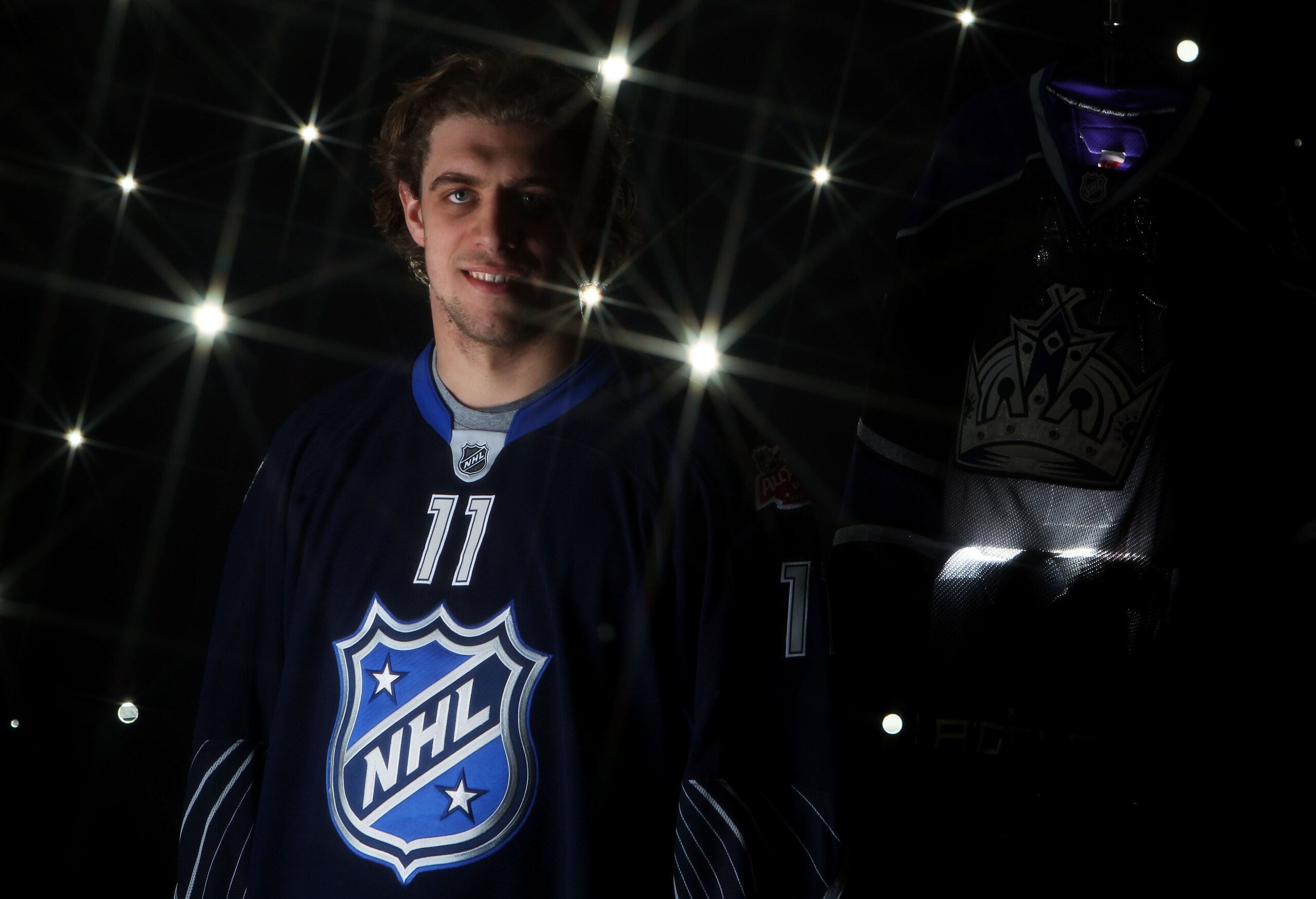 RALEIGH, NC - JANUARY 30:  (EDITORS NOTE: A special effects camera filter was used for this image.) Anze Kopitar #11 of the Los Angeles Kings poses for a portrait before the 58th NHL All-Star Game at RBC Center on January 30, 2011 in Raleigh, North Caroli