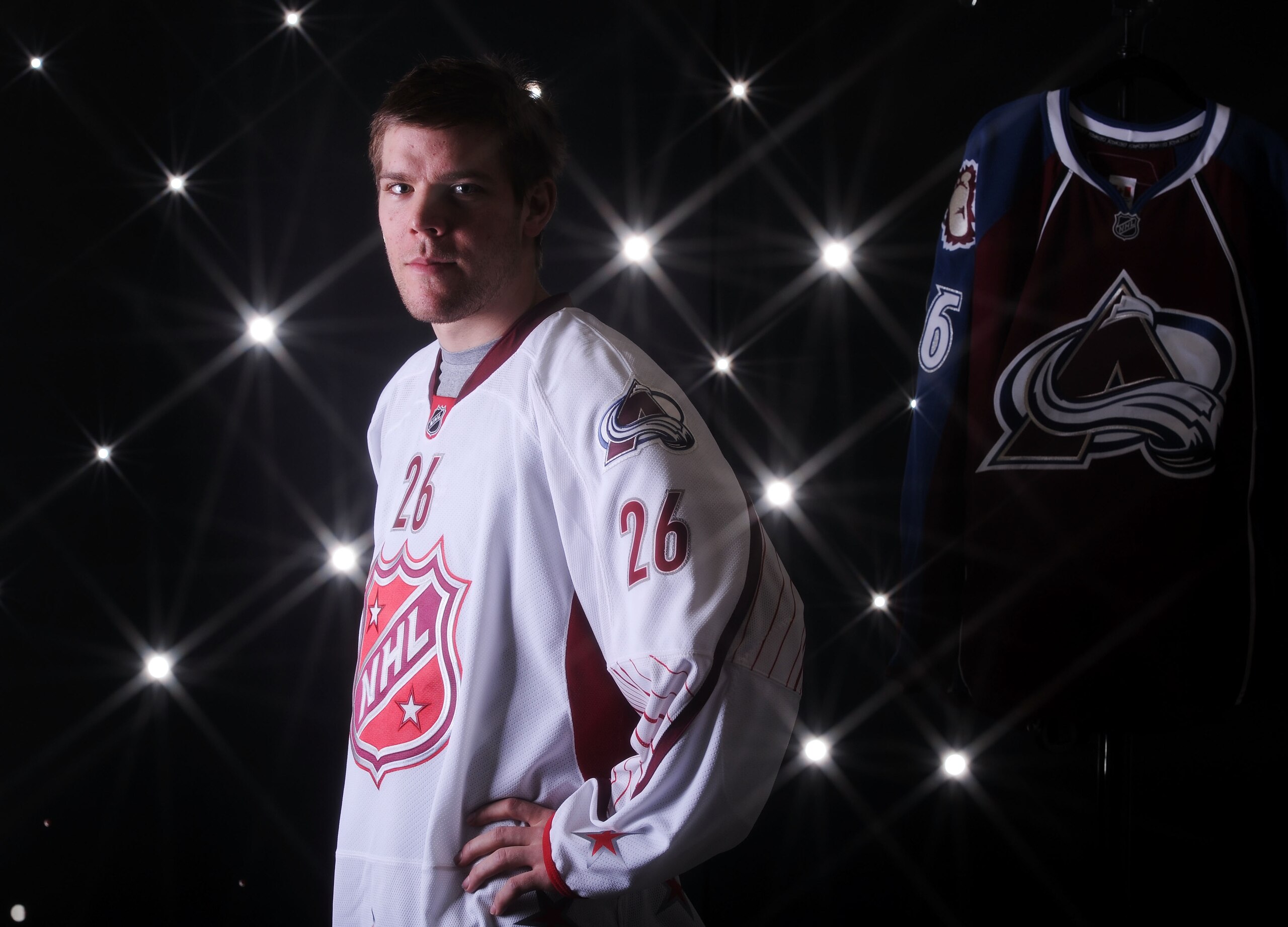 RALEIGH, NC - JANUARY 30:  (EDITORS NOTE: A special effects camera filter was used for this image.)  Paul Stastny #26 of the Colorado Avalanche for Team Staal poses for a portrait before the 58th NHL All-Star Game at RBC Center on January 30, 2011 in Rale