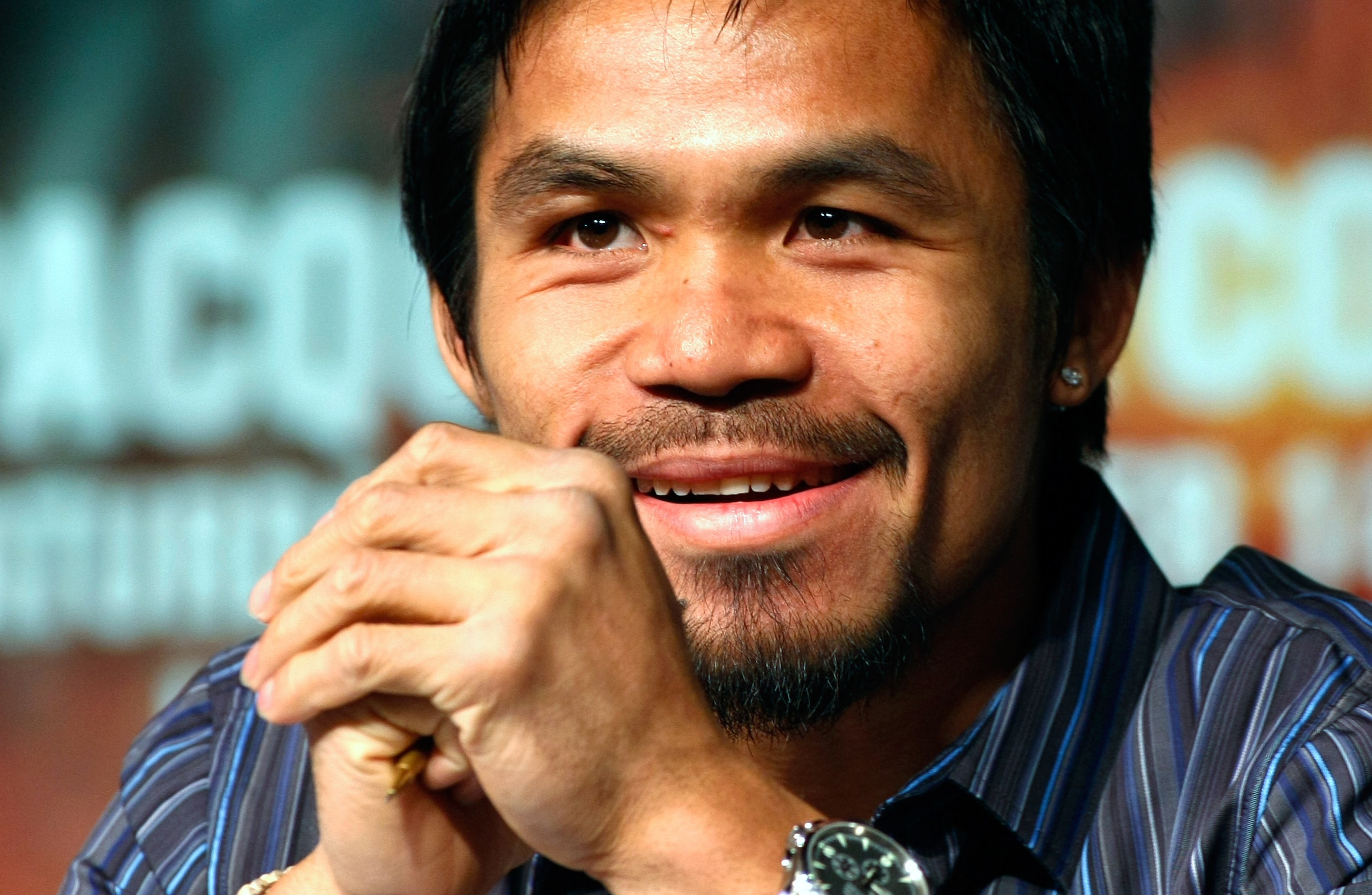LAS VEGAS - NOVEMBER 11:  Boxer Manny Pacquiao attends the final news conference for his bout against WBO welterweight champion Miguel Cotto at the MGM Grand Hotel/Casino November 11, 2009 in Las Vegas, Nevada. Pacquiao and Cotto will meet in a WBO welter