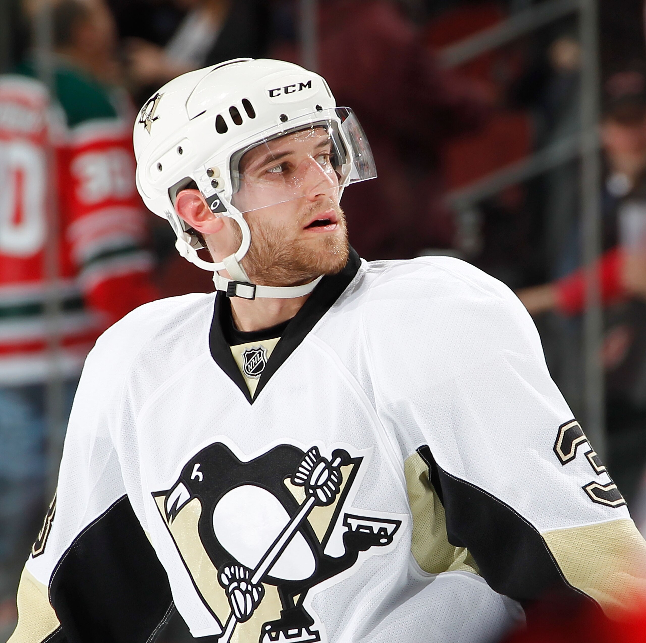 NEWARK, NJ - JANUARY 20: Alex Goligoski #3 of the Pittsburgh Penguins waits for a faceoff during an NHL hockey game against the New Jersey Devils at the Prudential Center on January 20, 2011 in Newark, New Jersey. (Photo by Paul Bereswill/Getty Images) NEWARK, NJ - JANUARY 20: Alex Goligoski #3 of the Pittsburgh Penguins waits for a faceoff during an NHL hockey game against the New Jersey Devils at the Prudential Center on January 20, 2011 in Newark, New Jersey. (Photo by Paul Bereswill/Getty Images)