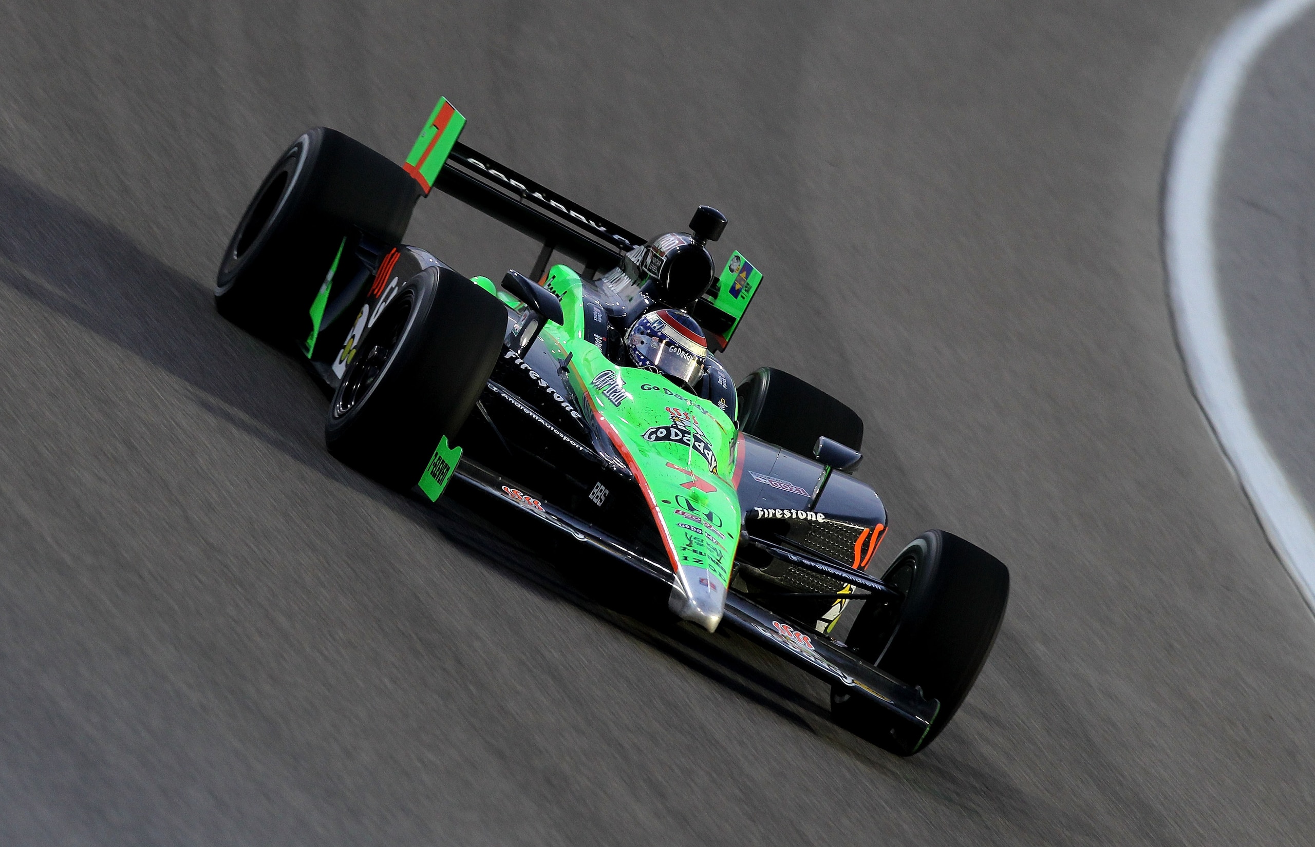 HOMESTEAD, FL - OCTOBER 02: Danica Patrick drives the #7 Andretti Autosport Team GoDaddy.com Dallara Honda during the Cafes do Brasil Indy 300 at Homestead-Miami Speedway on October 2, 2010 in Homestead, Florida.  (Photo by Nick Laham/Getty Images)