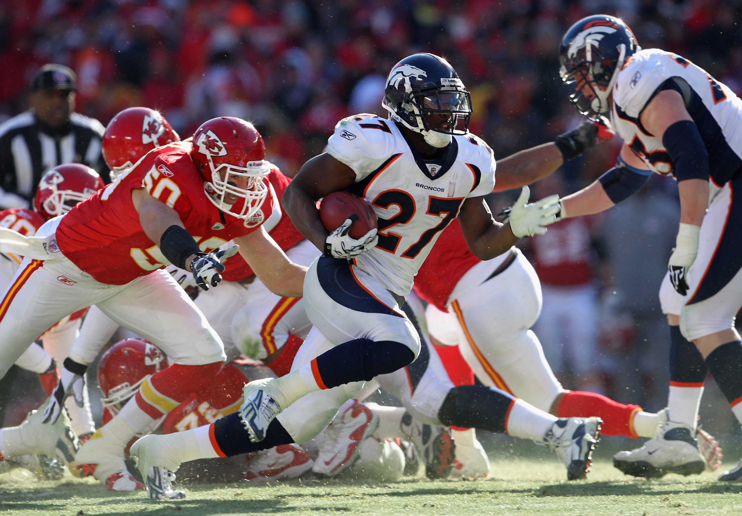 KANSAS CITY, MO - DECEMBER 05: Knowshon Moreno #27 of the Denver Broncos in action during the game against the Kansas City Chiefs on December 5, 2010 at Arrowhead Stadium in Kansas City, Missouri. (Photo by Jamie Squire/Getty Images) KANSAS CITY, MO - DECEMBER 05: Knowshon Moreno #27 of the Denver Broncos in action during the game against the Kansas City Chiefs on December 5, 2010 at Arrowhead Stadium in Kansas City, Missouri. (Photo by Jamie Squire/Getty Images)