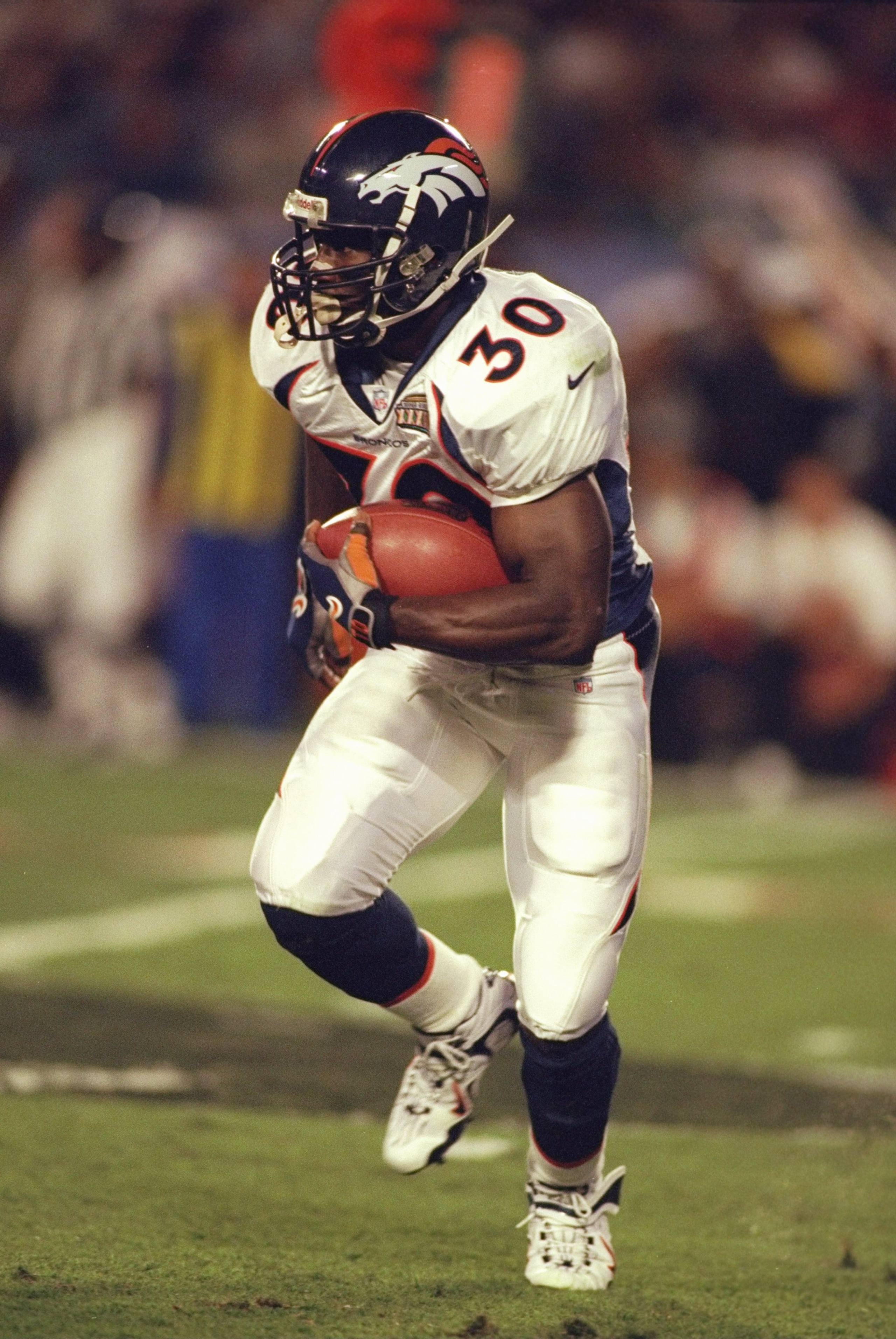 31 Jan 1999: Terrell Davis #30 of the Denver Broncos carries the ball during the Superbowl XXXIII against the Atlanta Falcons at the Pro Player Stadium in Miami, Florida. The Broncos defeated the Falcons 34-19. Mandatory Credit: Al Bello /Allsport 31 Jan 1999: Terrell Davis #30 of the Denver Broncos carries the ball during the Superbowl XXXIII against the Atlanta Falcons at the Pro Player Stadium in Miami, Florida. The Broncos defeated the Falcons 34-19. Mandatory Credit: Al Bello /Allsport